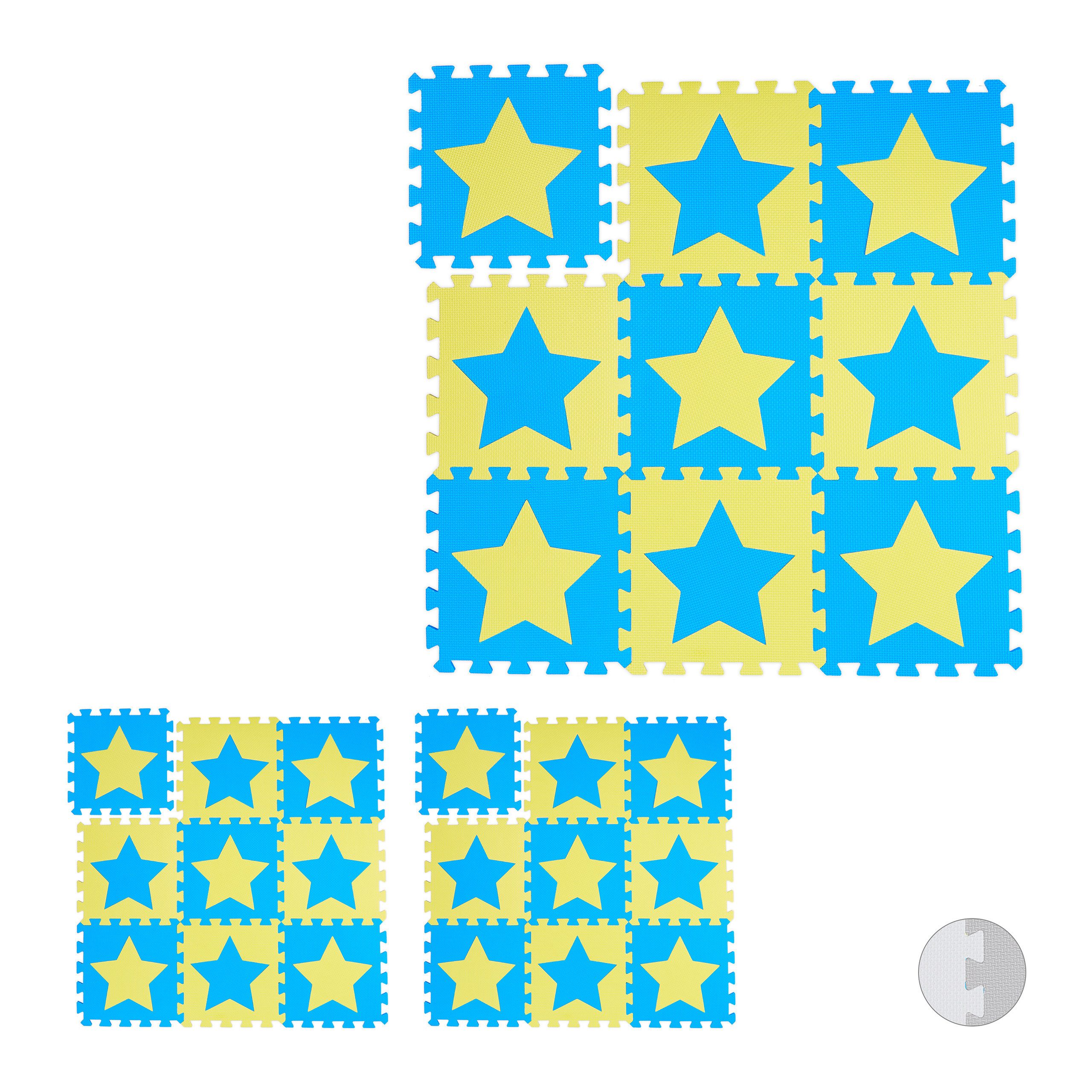 Spielmatte 27 x Puzzlematte Sterne blau-gelb