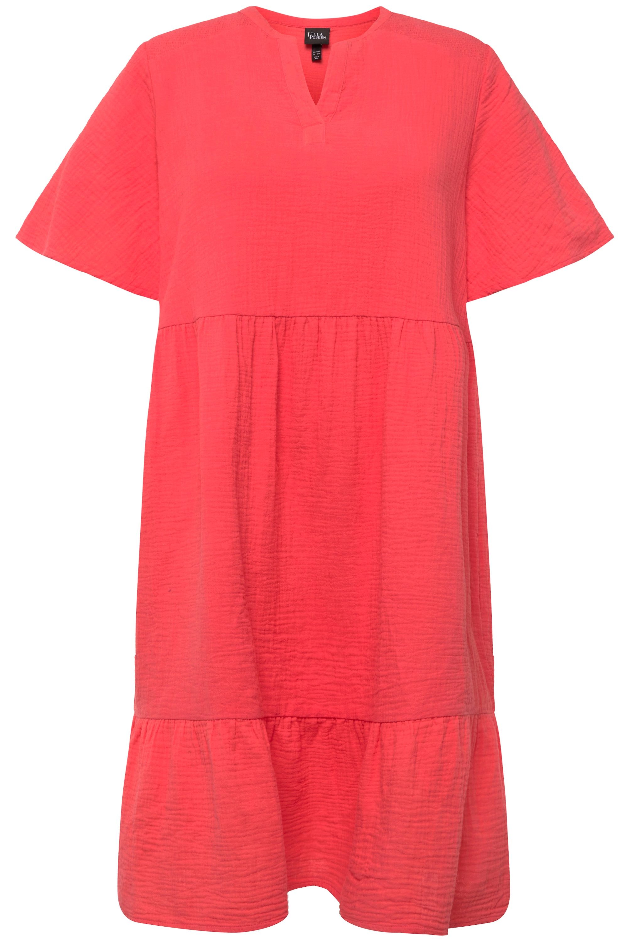 Ulla Popken Jerseykleid Musselin-Kleid A-Linie Tunika-Ausschnitt günstig online kaufen