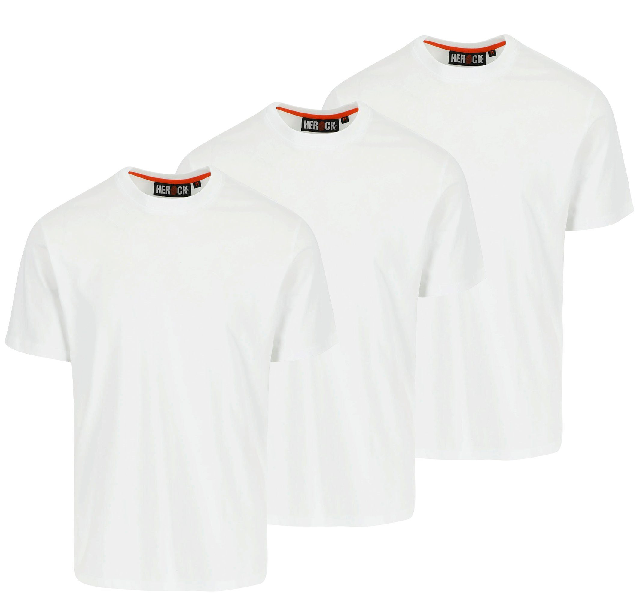 Herock T-Shirt Argo T-Shirt Kurzärmlig (Spar-Set, 3-tlg) Kurze Ärmel, angenehmes Tragegefühl mit Rippstrick-Kragen weiß