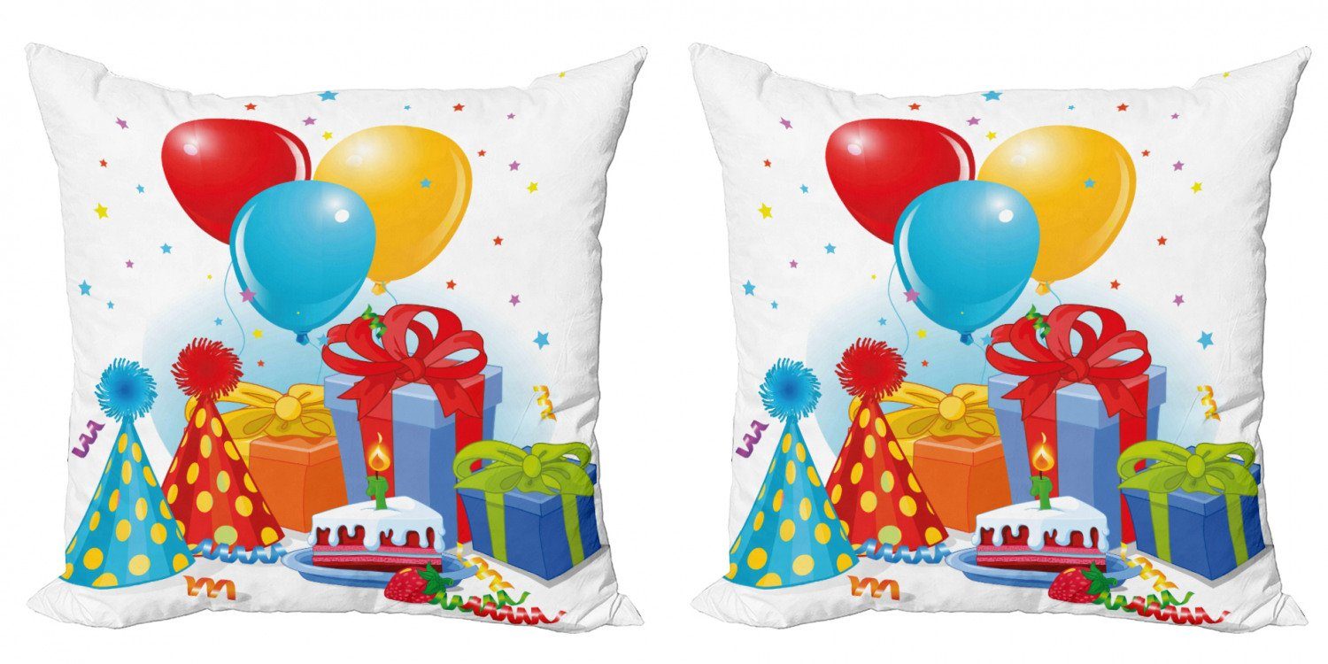 Kissenbezüge Modern Accent Doppelseitiger Digitaldruck, Abakuhaus (2 Stück), Party Pie Hüte Geschenke Ballons