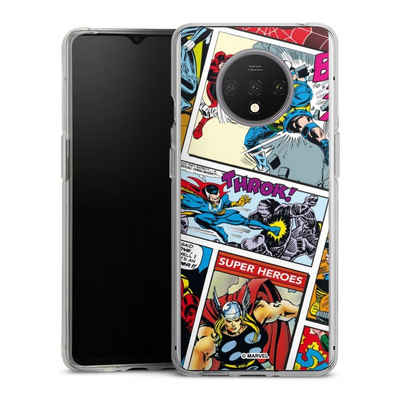 DeinDesign Handyhülle Marvel Retro Comic Blue, OnePlus 7T Silikon Hülle Bumper Case Handy Schutzhülle
