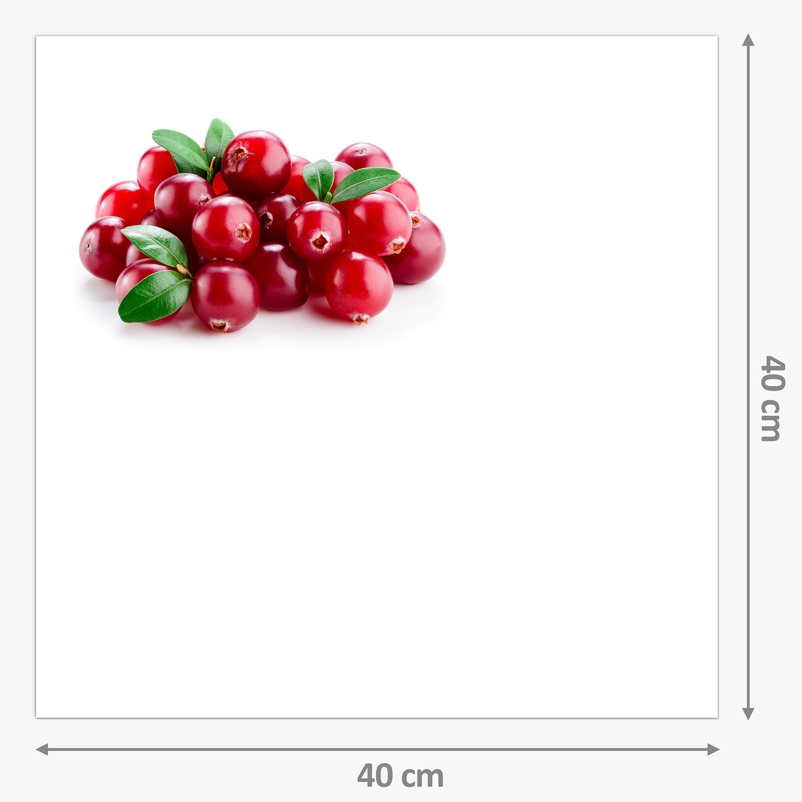 mit Motiv Küchenrückwand Blättern Cranberry mit Glas Spritzschutz Primedeco Küchenrückwand