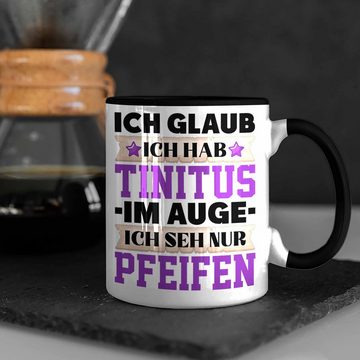 Trendation Tasse Lustige Tasse mit Spruch Ich Glaube Ich Habe Tinitus Im Auge Ich Sehe