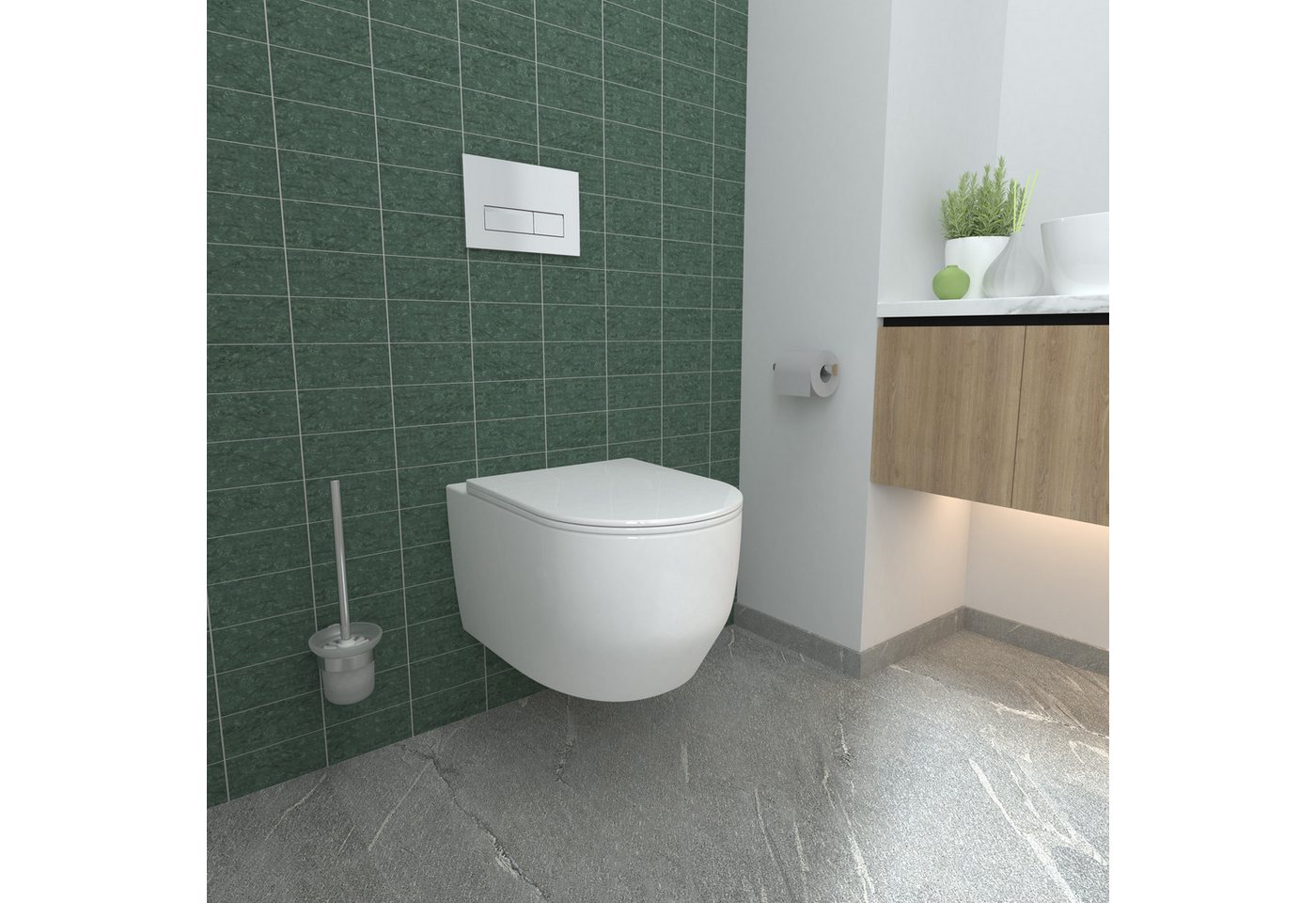 duschspa Tiefspül-WC hänge wc spülrandlos Kloschüssel wand wc Soft Close Toilette Weiß
