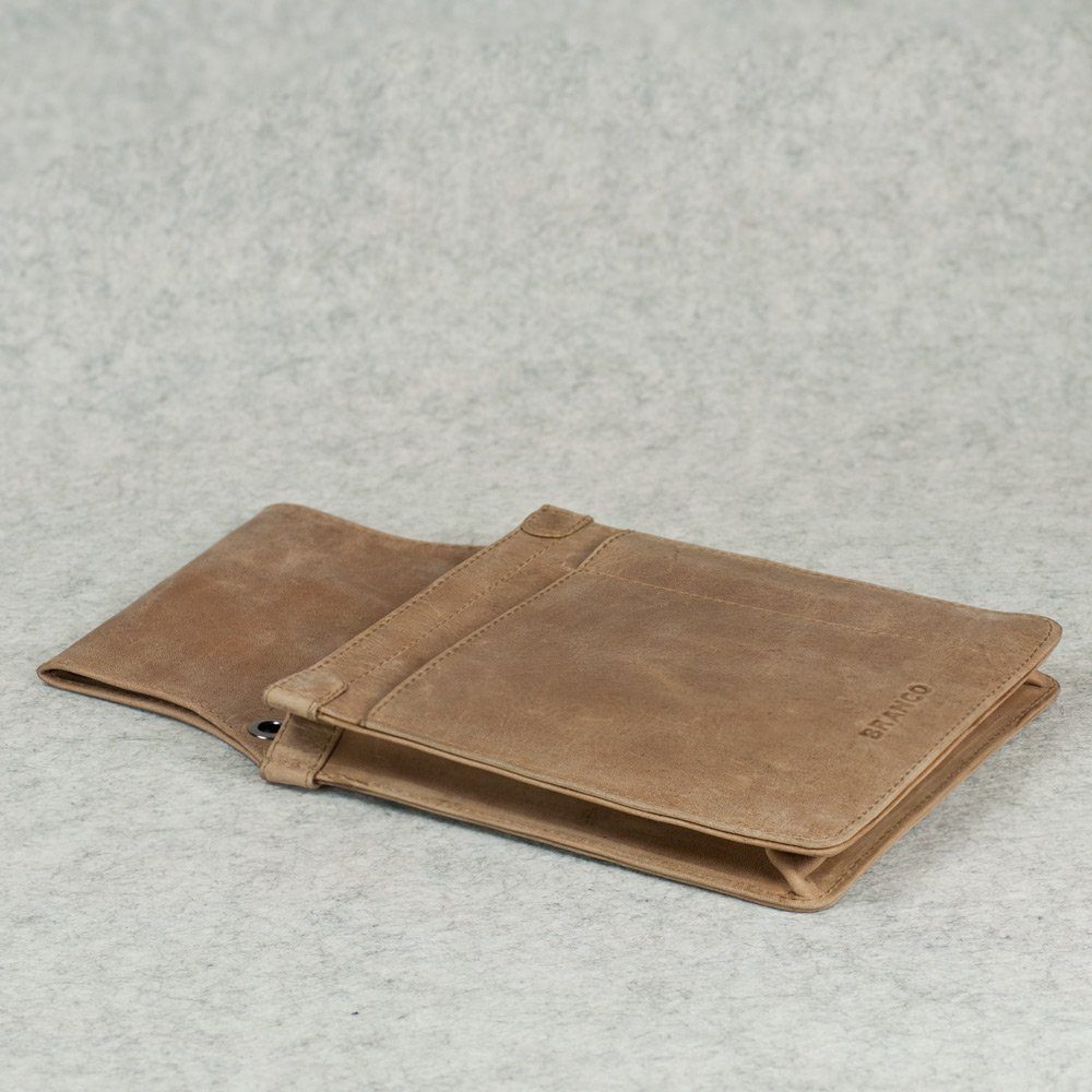 BRANCO Kellnerbörse Beige-Braun, Kellnerholster Kellnerhalfter 41434 Beige-Braun, aus Echt-Leder Profi geöltem Modell