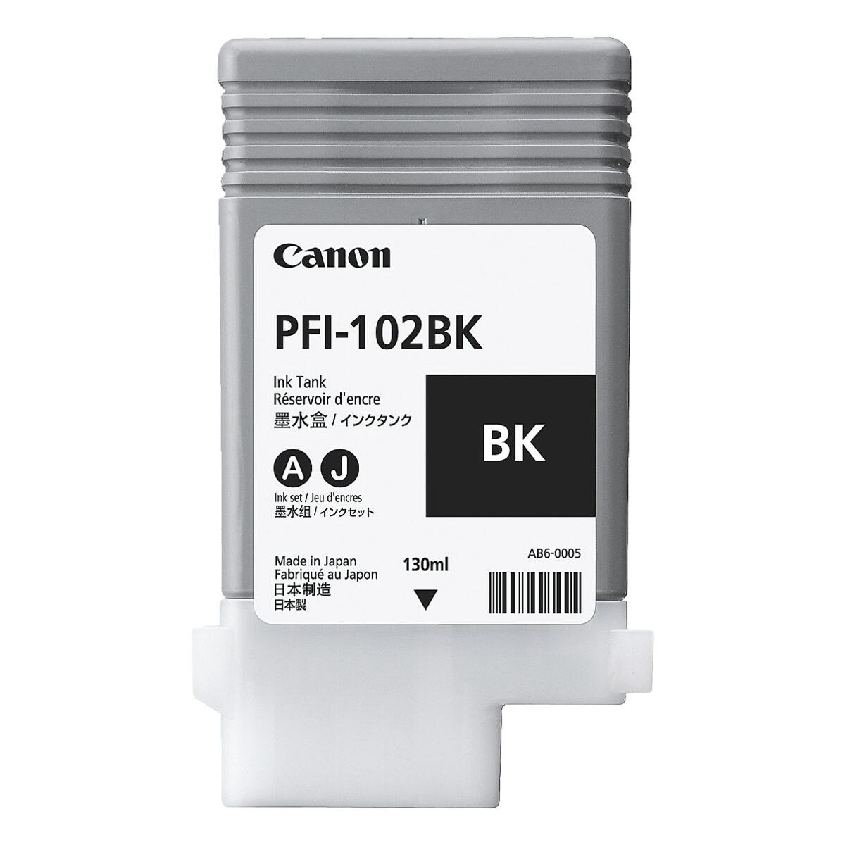 Canon PFI-102BK Tintenpatrone (130 ml, Original Druckerpatrone, schwarz)