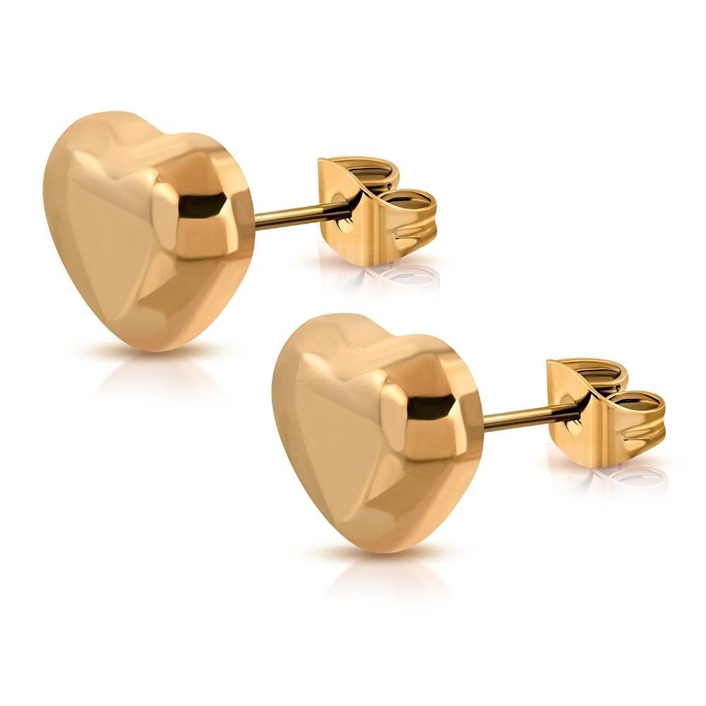 Edelstahl Damen Rosegold Ohrstecker Ohrringe 2-tlg), (1 Ohrring-Set (2 BUNGSA Herzchen aus Paar Stück), Ohrschmuck