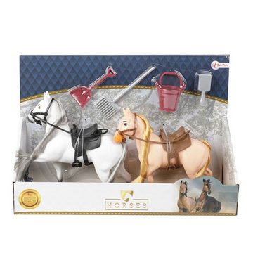 Toi-Toys Babypuppe 2er Pferde Set mit Zubehör Spielzeugpferde mit langer Mähne