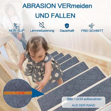 Stufenmatte Treppenstufen, Rutschfeste Teppich-Treppenstufen, DOPWii, mit wiederverwendbarem Klebstoff, 76*20CM
