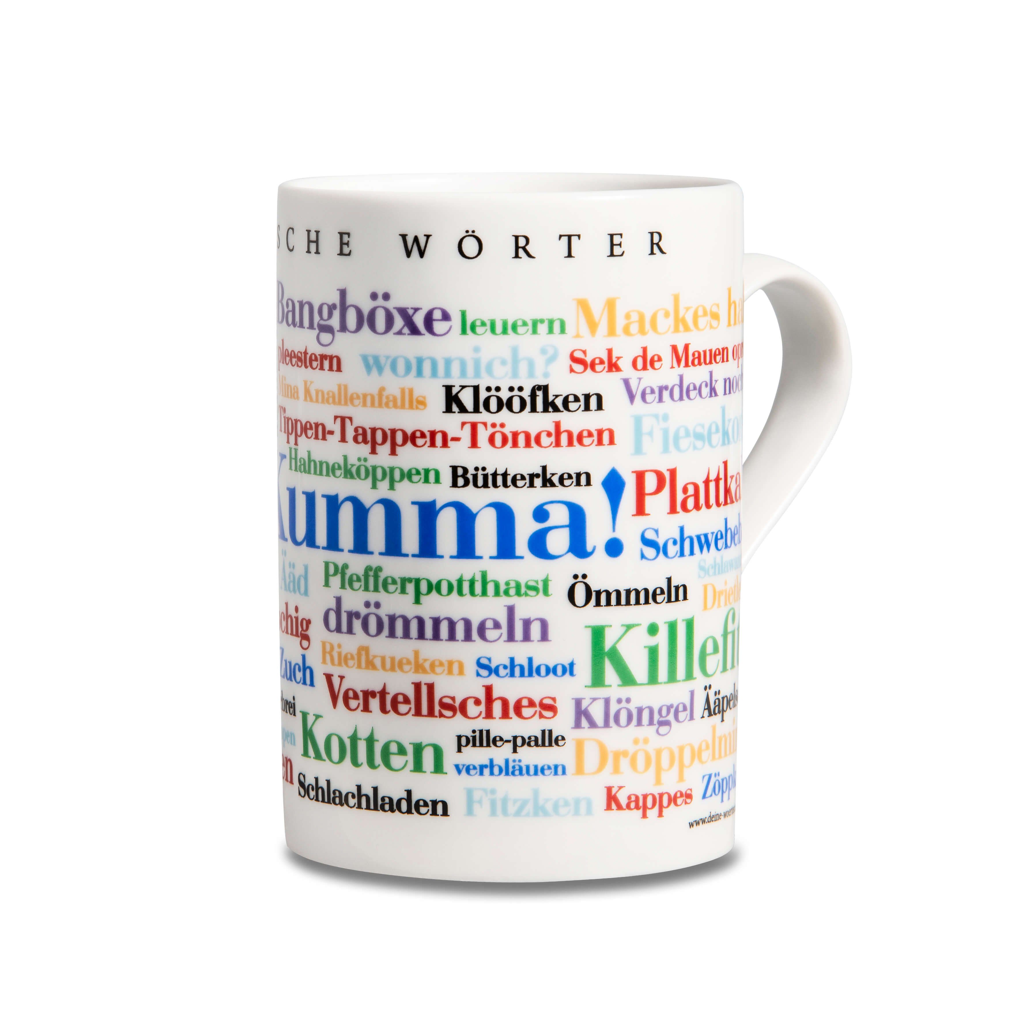 Porzellan Tasse Wörter, Kaffeebecher Wörter Bergische Deine