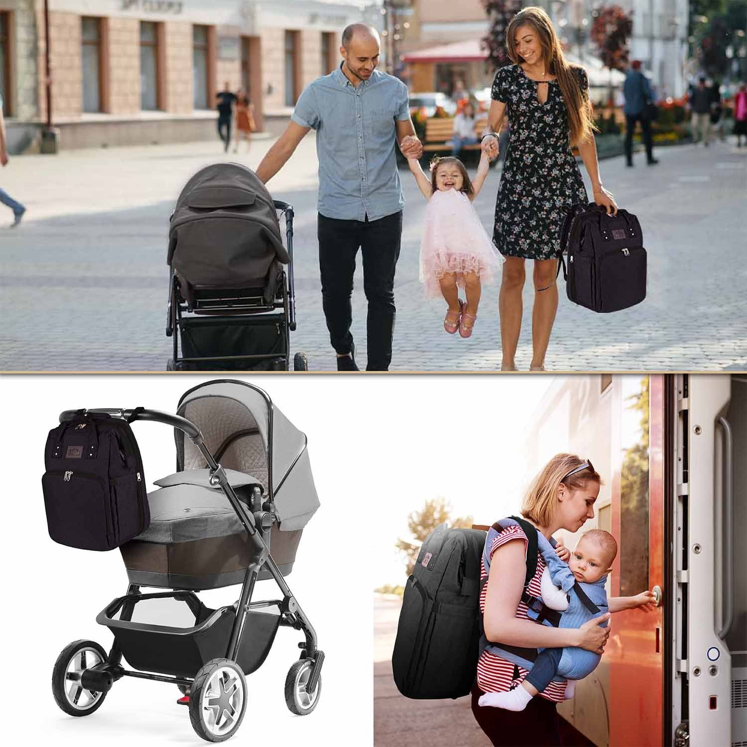all Kids United changing backpack Baby bag with cot (set, baby backpack, changing mat, integrated baby cot, stroller hook)