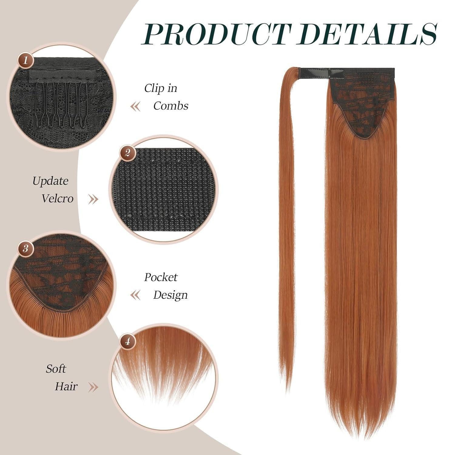 LuxusKollektion Kunsthaar-Extension Pferdeschwanz Haarteil Ponytail Extensions 60 cm 30C# Kupferrot