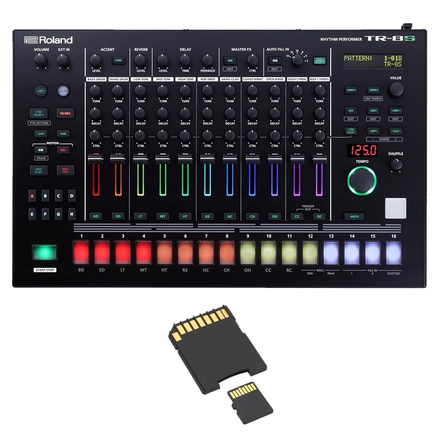 Roland Audio DJ Controller Roland Drum-Machine TR-8S Drum-Computer mit Speicherkarte, (Drum-Computer), Vorteils-Set mit Speicherkarte