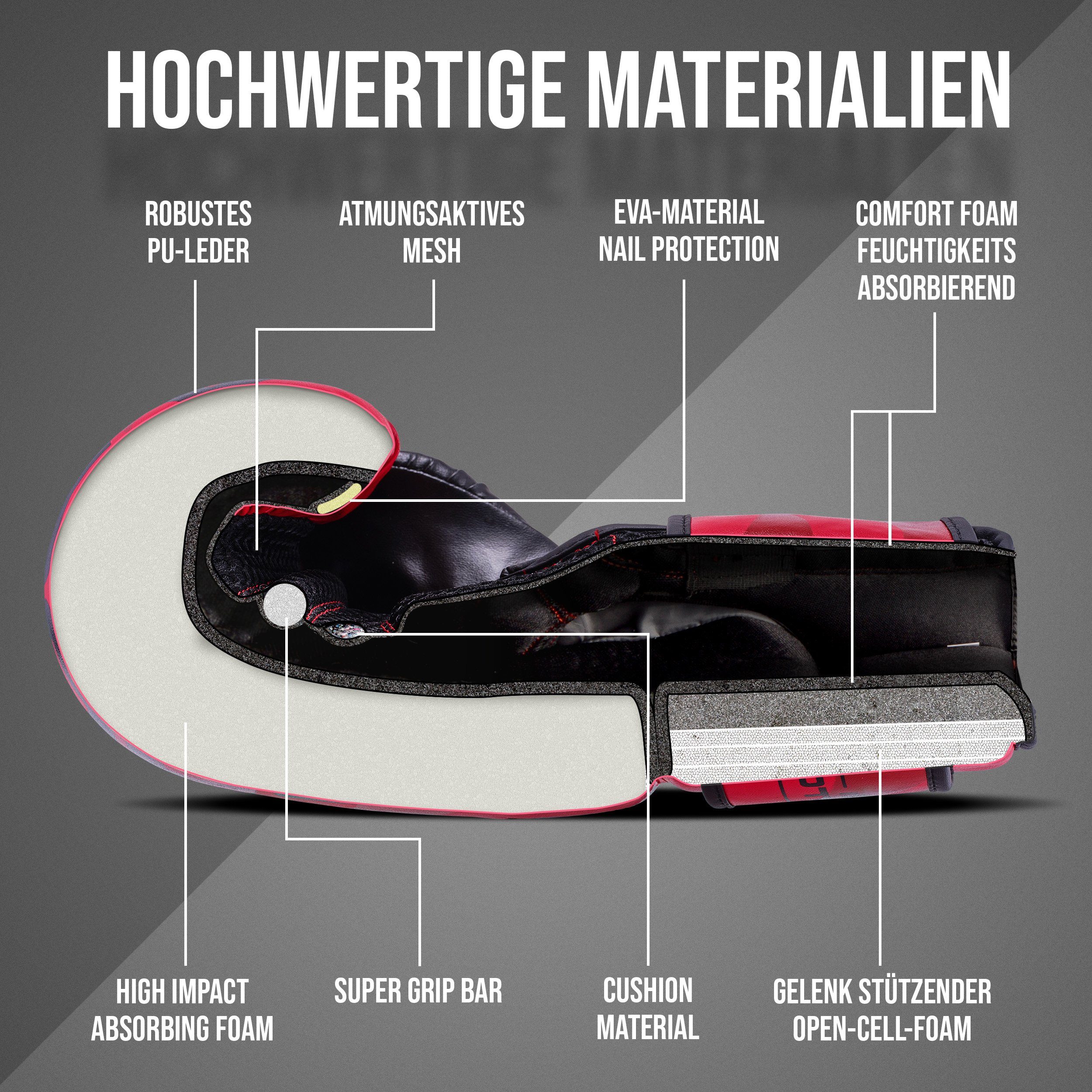 Apollo Boxhandschuhe Boxhandschuhe Männer Champion Thai Box Handschuhe, Training am Boxsack oder Sparring für Frauen und Männer