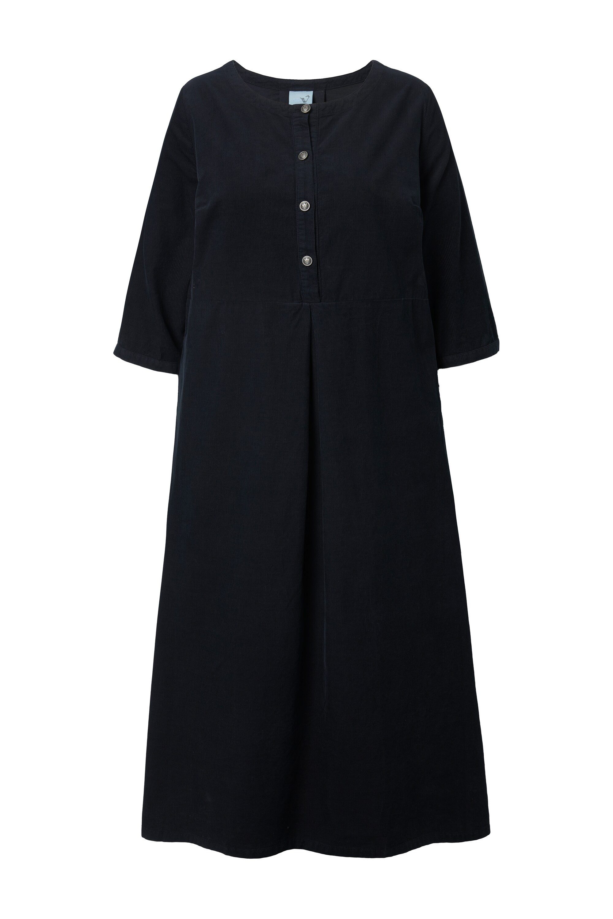 Ulla Popken Midikleid Cord-Maxikleid Rundhals Zierfalte günstig online kaufen