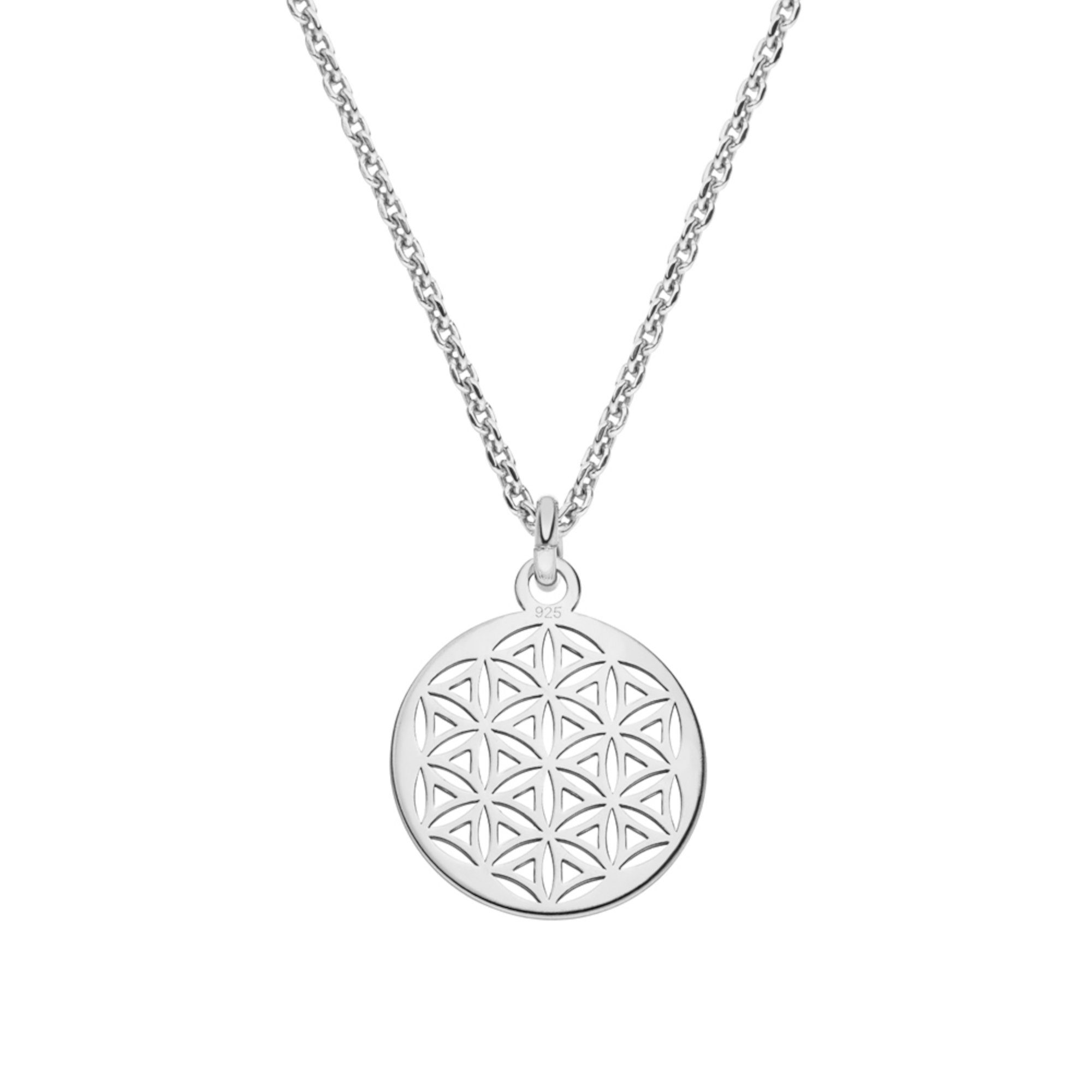 Kette mit Anhänger Halskette kleine Lebensblume 925 Silber ø 12 mm