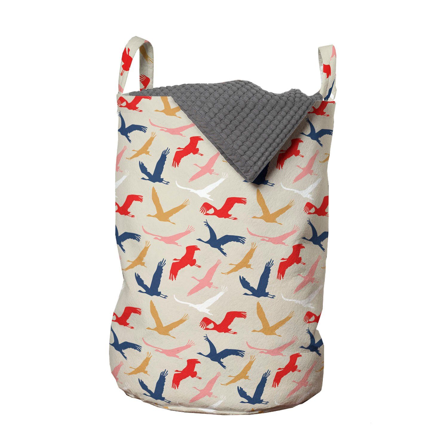 Abakuhaus Wäschesäckchen Wäschekorb mit Waschsalons, Silhouetten Vögel Kordelzugverschluss Griffen für Pelicans