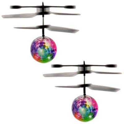 EAXUS Spielzeug-Hubschrauber 2x Infrarot LED Fliegender Heli Ball Hubschrauber Kugel Heliball Kugel Helikopter, mit LED Beleuchtung, Selbstfliegend