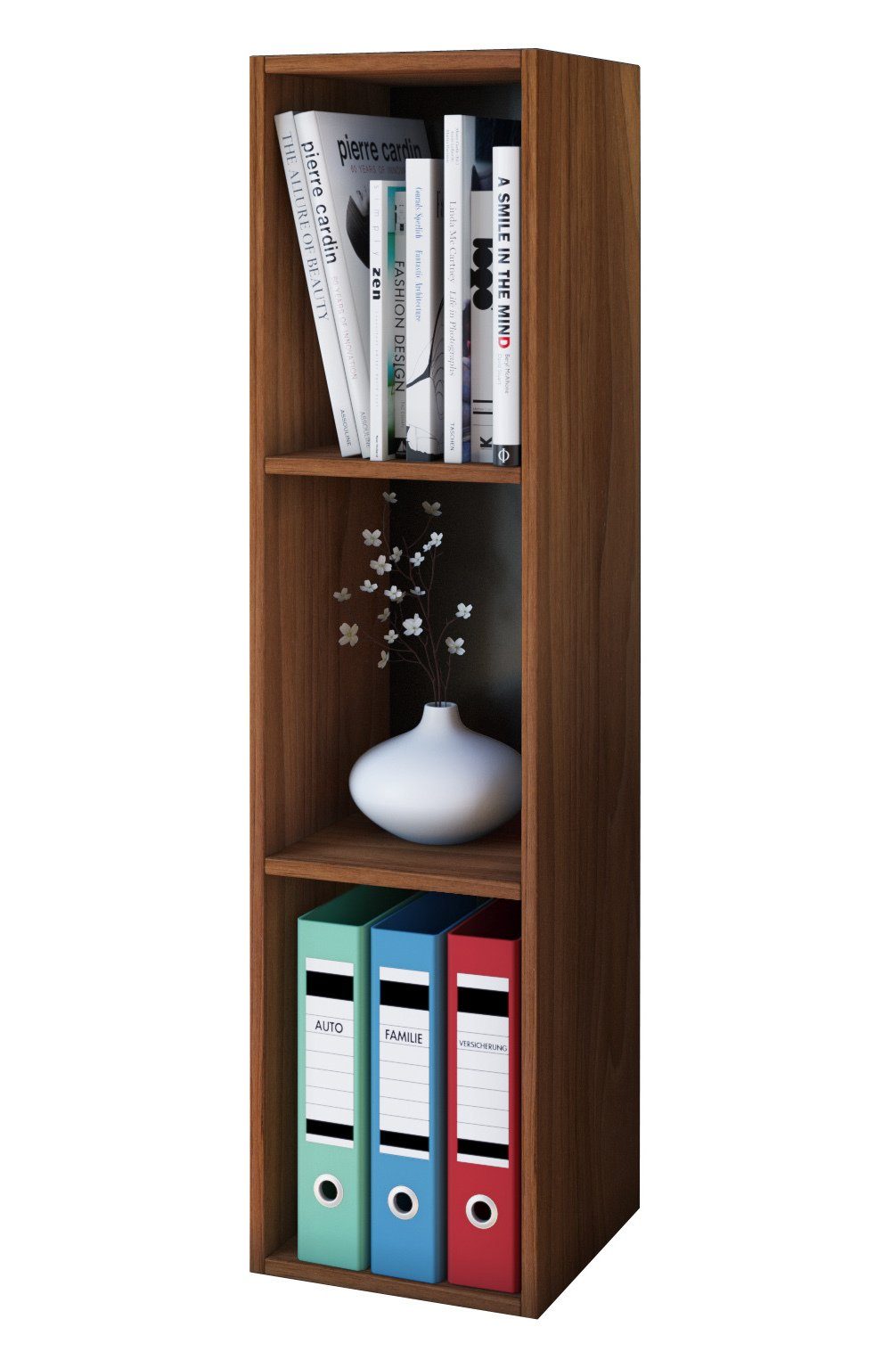 VCM Standregal Mendas Aktenregal B. 34 x T. 30 x H. 107 cm, Stauraum für Bücher und Deko, für Wohnzimmer und Mediaraum, 3 Fächer