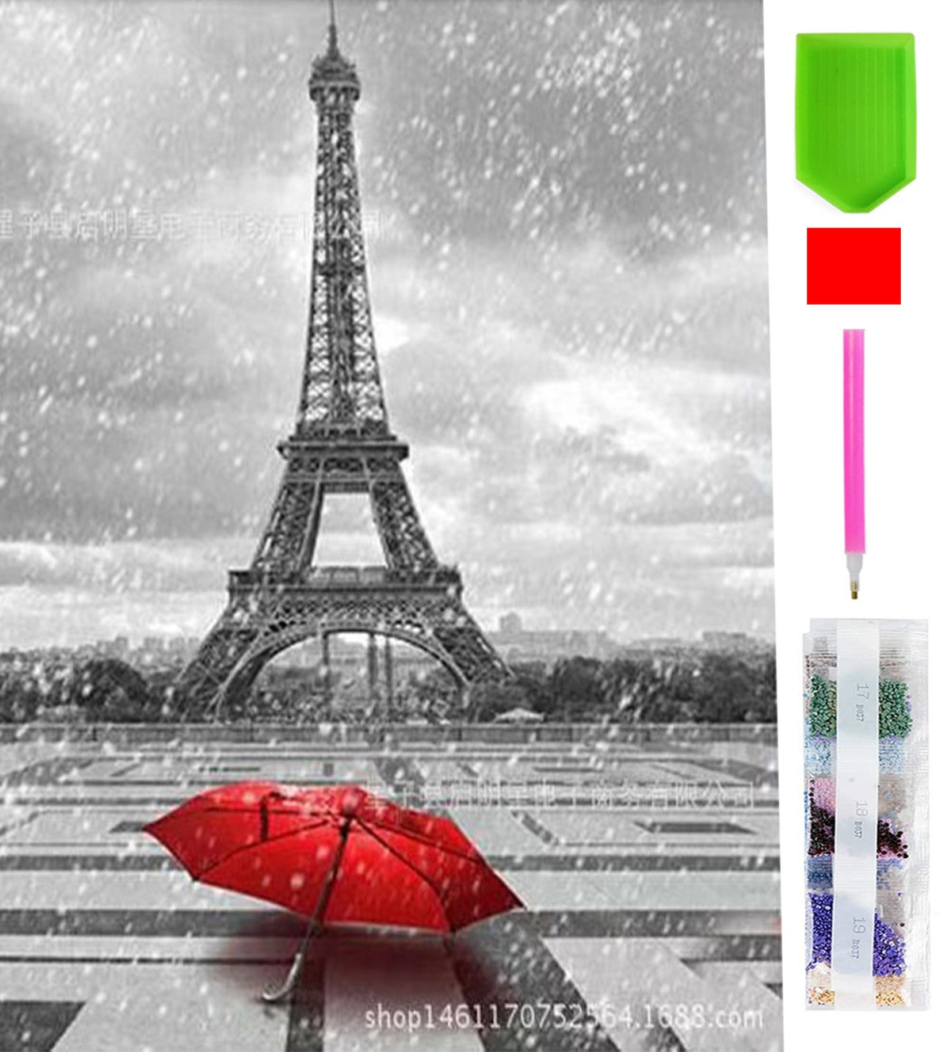 Malen nach Zahlen 5d Diamond Painting Paris Eifelturm Regen Malen nach Zahlen 20x30cm