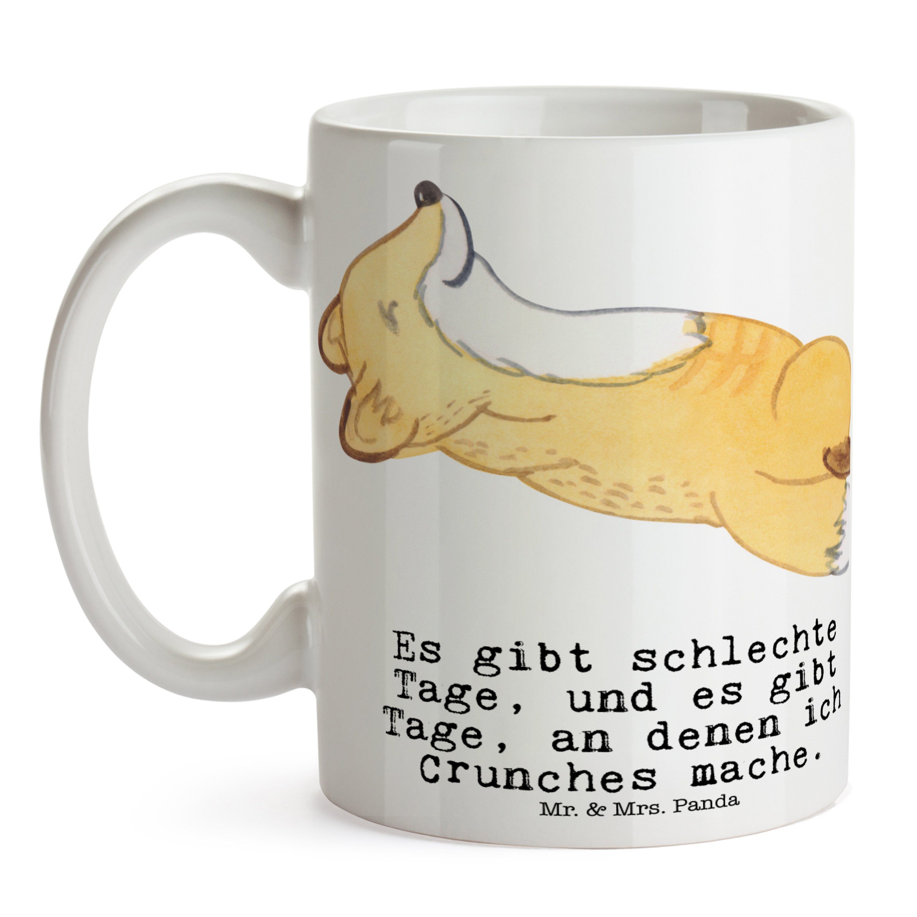 Mrs. Geschenk, Mr. Sporta, & Fuchs Tasse, Panda Becher, Crunches Tasse Geschenk Weiß Keramik - Tage -
