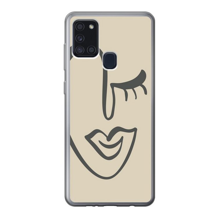 MuchoWow Handyhülle Frau - Gesicht - Kunst Handyhülle Samsung Galaxy A21s Smartphone-Bumper Print Handy