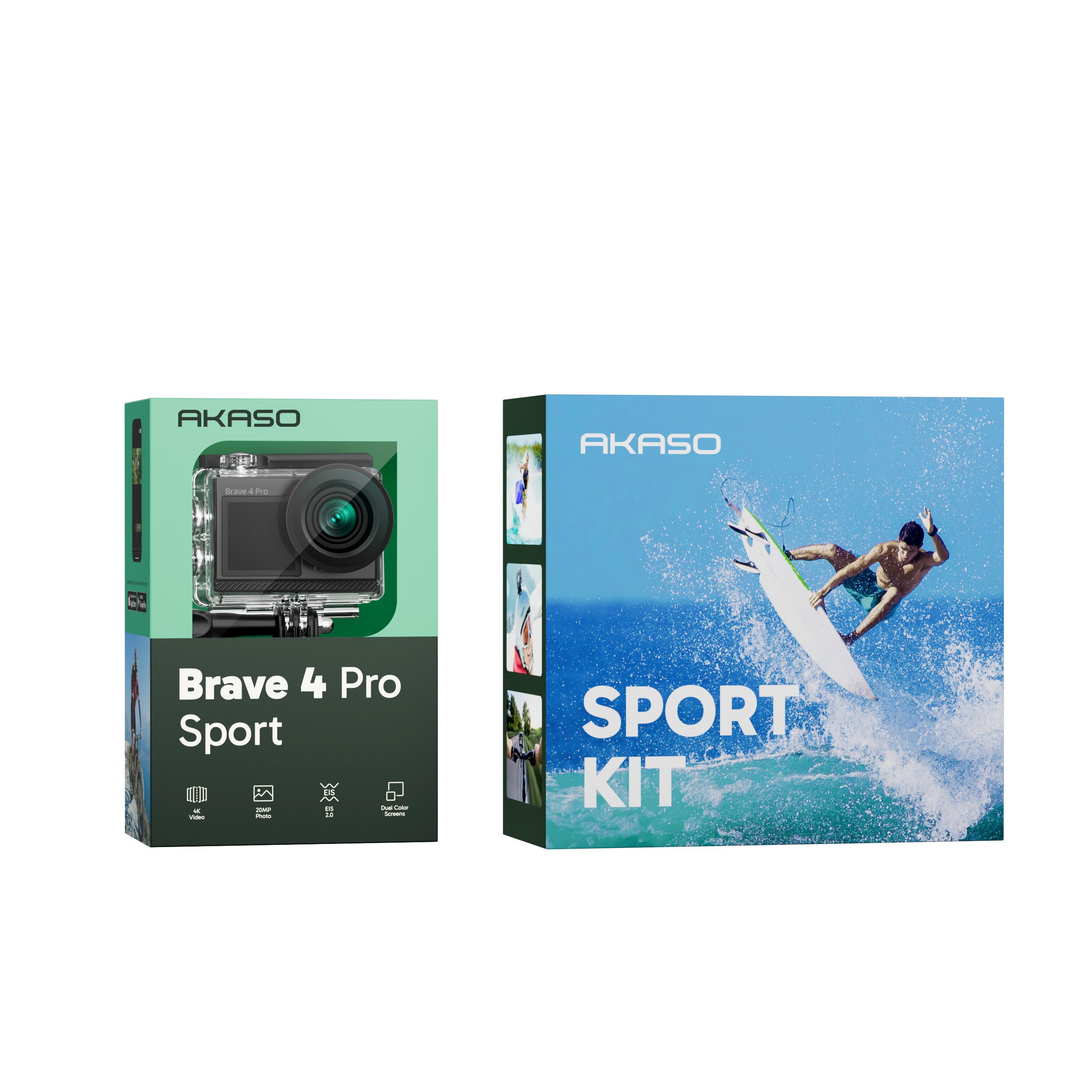 Akaso Brave 4 Pro + Sport Kit Action Cam (Wifi, 4K 30FPS, 12 MP, 5-facher Digitalzoom, Bildstabilisator: EIS3.0)