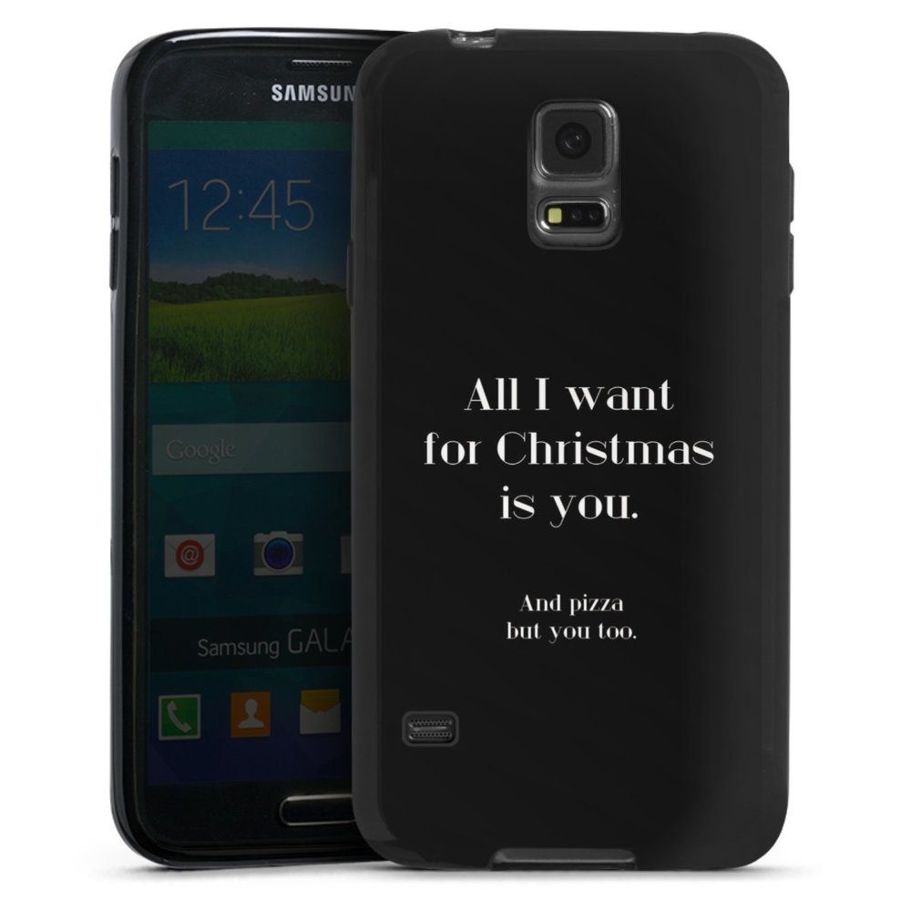 DeinDesign Handyhülle All I want for Christmas - Pizza!, Hülle Pizza Sprüche Weihnachten