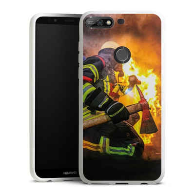 DeinDesign Handyhülle Feuerwehr Feuer Lebensretter Volunteer Firefighter, Huawei Y7 (2018) Silikon Hülle Bumper Case Handy Schutzhülle
