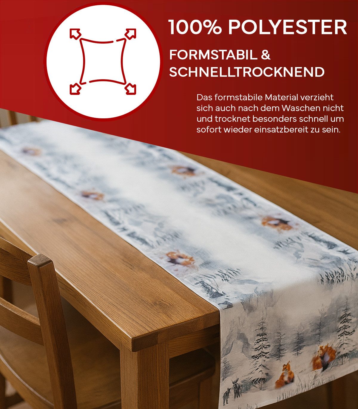 texpot Tischdecke Tischläufer Druck Fuchs Winterwald (1-tlg) günstig online kaufen