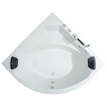 Basera® Badewanne Eck-Badewanne Korfu 155 x 155 cm, (Komplett-Set), mit Wasserfall, LED und Kopfstützen