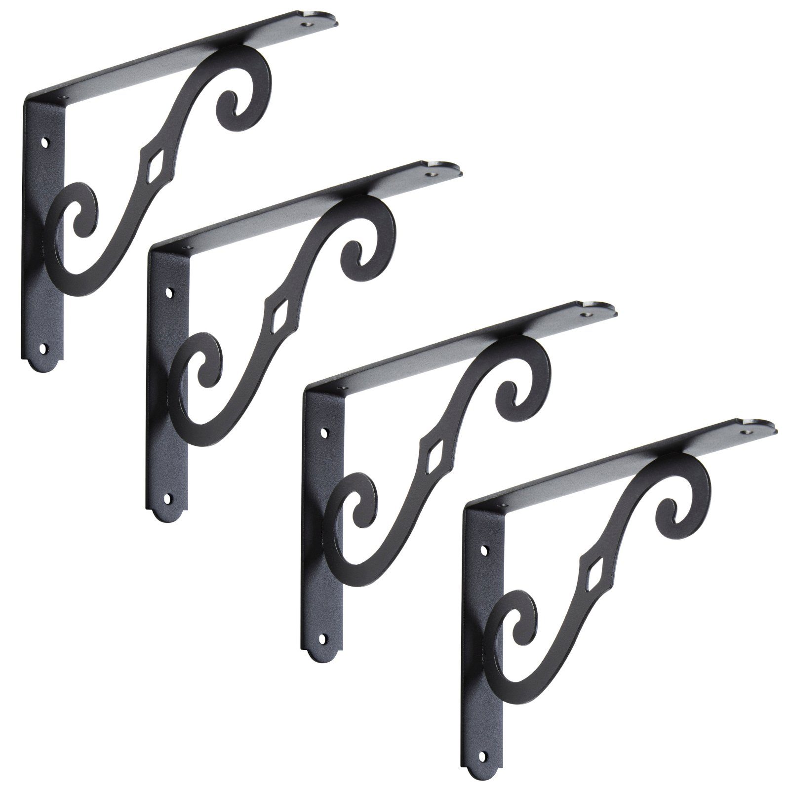SO-TECH® Wandregalhalter Regalkonsole BLACKLINE II schwarz Tragkraft 30 kg pro Paar, Spar-Set 4-tlg., 4 Stück, 20 x 14 x 2,5 cm