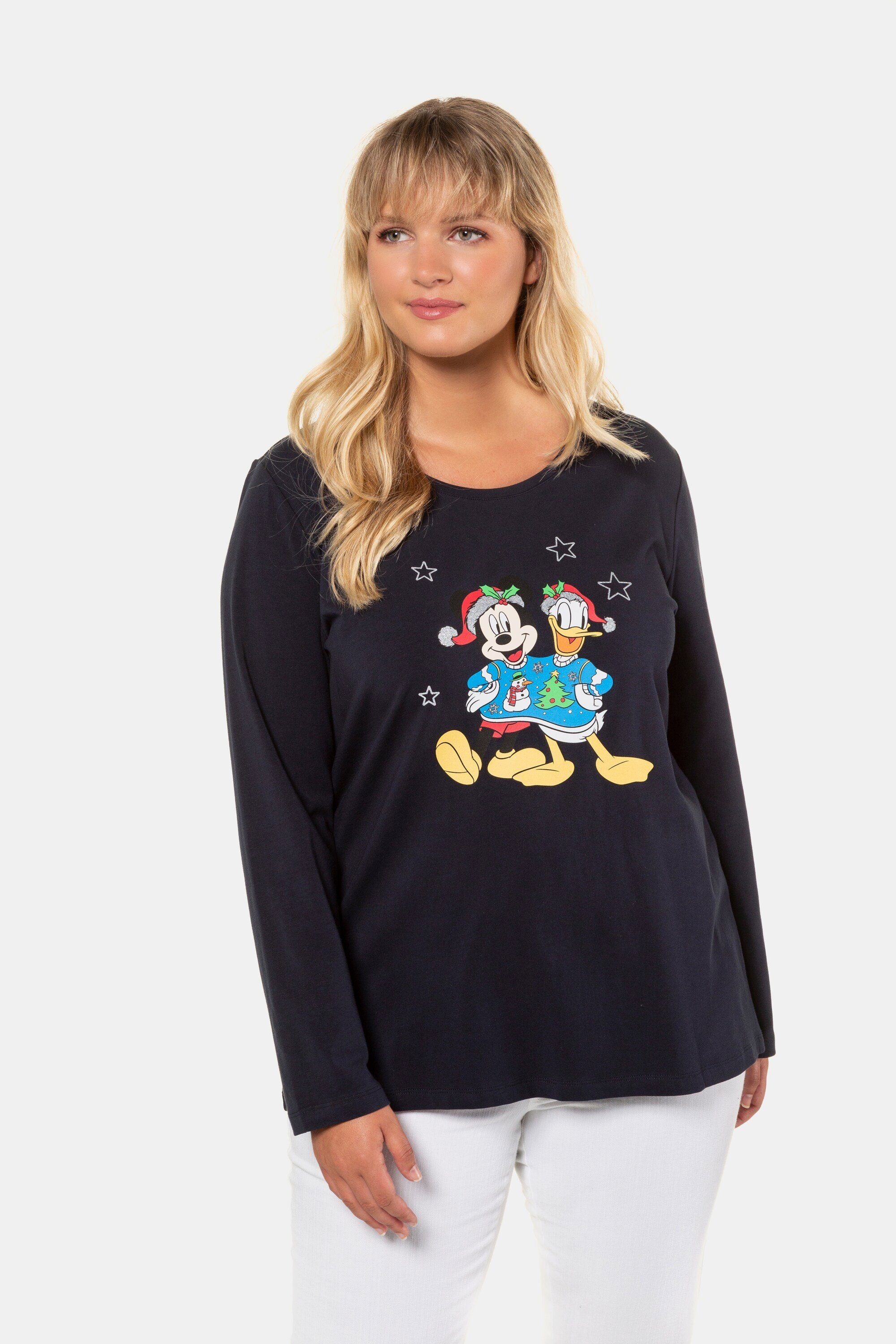 Ulla Popken Oversize-Shirt Weihnachts-Shirt Mickey Mouse/ Donald Duck Classic