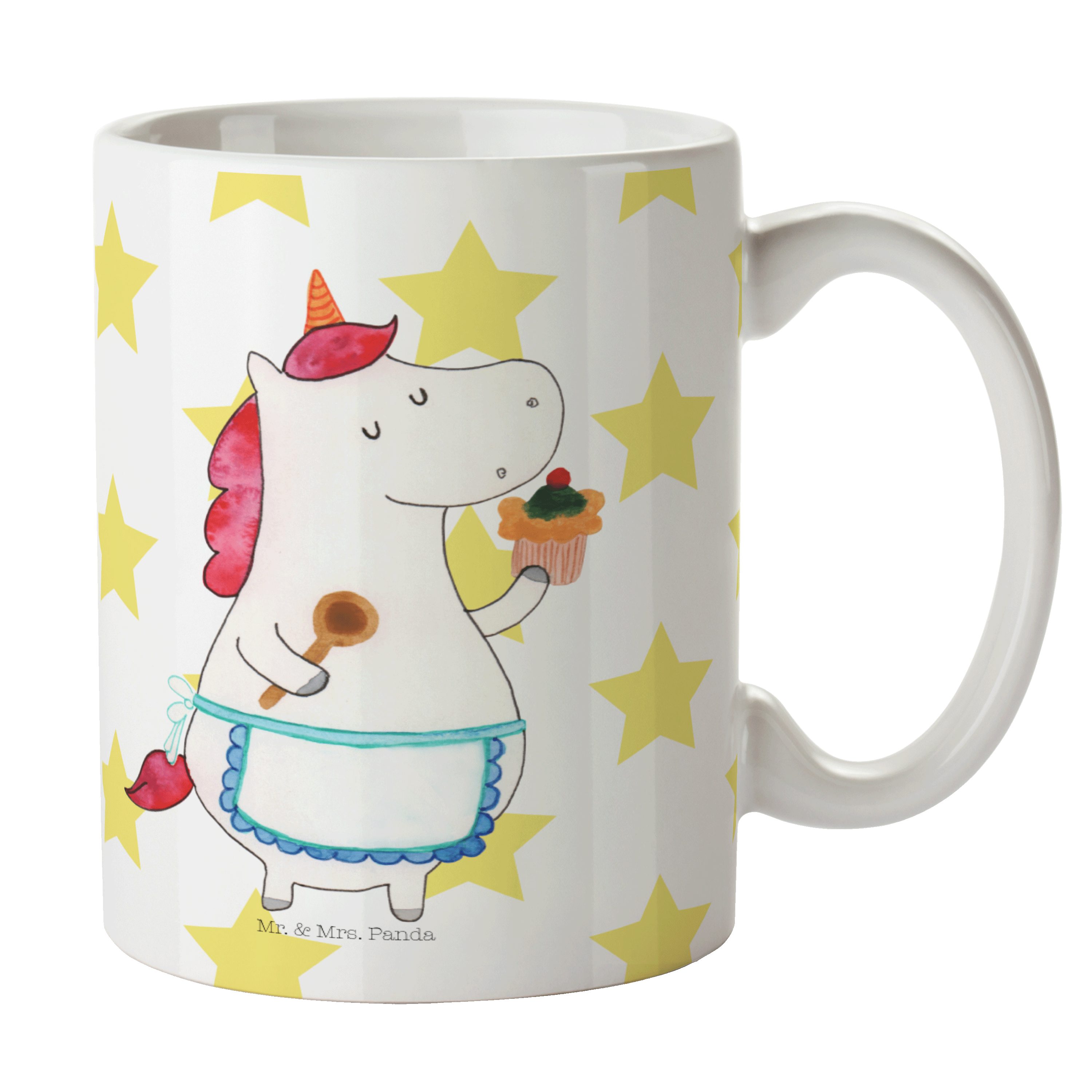 Mr. & Mrs. Panda Tasse Unicorn, Einhorn Küchenfee Keramik Kaffeetas, Motive, Weiß - Geschenk, Tasse 