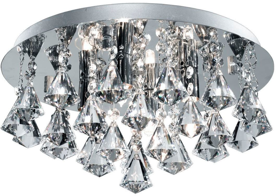 Searchlight Deckenleuchte Hanna 4Lt Flush - Chrome Metal & Clear Crystal, Leuchtmittel wechselbar