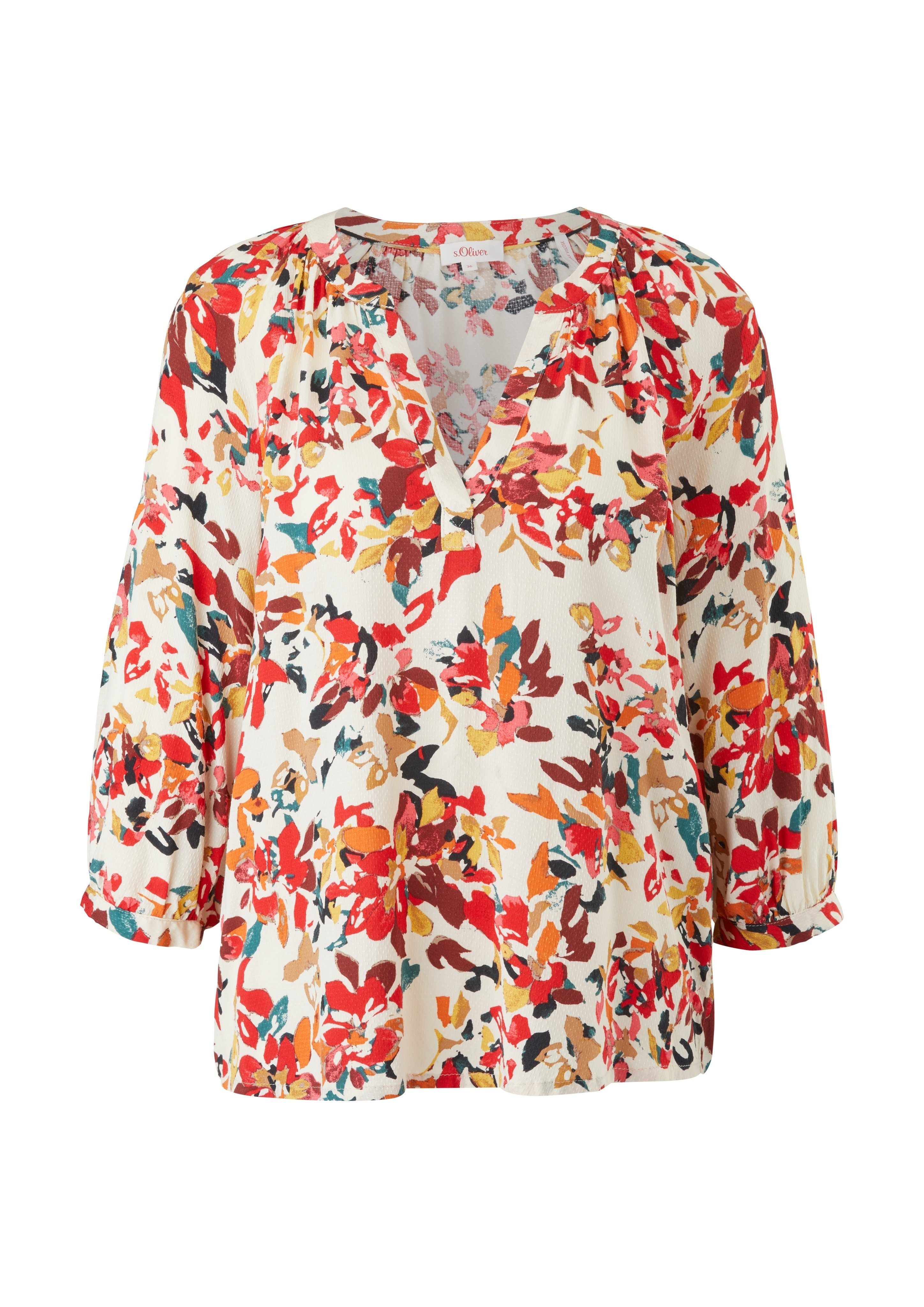 Klassische Bluse Musterbluse mit Dobby-Struktur