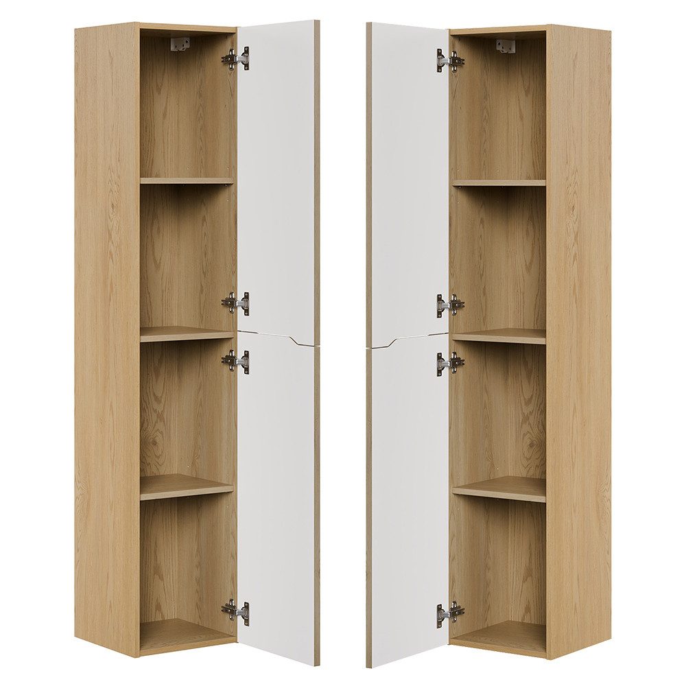 Lomadox Hochschrank NARPIO-56 35 cm breit, 2 Türen, Eiche mit gerillten Fro günstig online kaufen