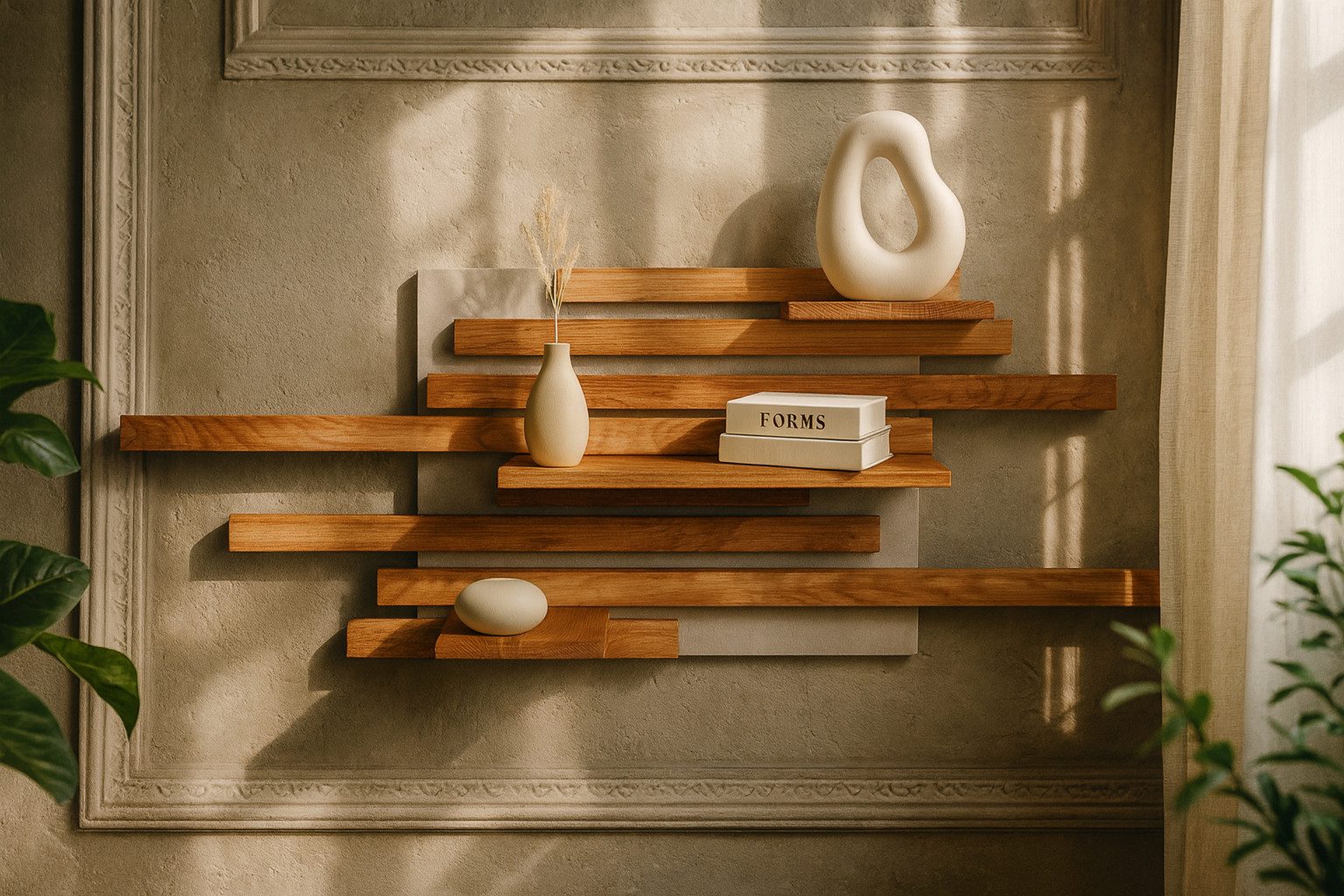 Living Oak Wandregal No.01 Eiche - handgefertigt in Deutschland - Maße: 120 × 60 cm