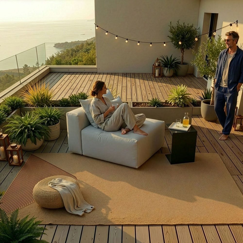 HOME DELUXE Gartensofa Modulares Outdoor Sofa ALAZIA, UV-beständig & robust, Wetterfeste Lounge, Gartenliege