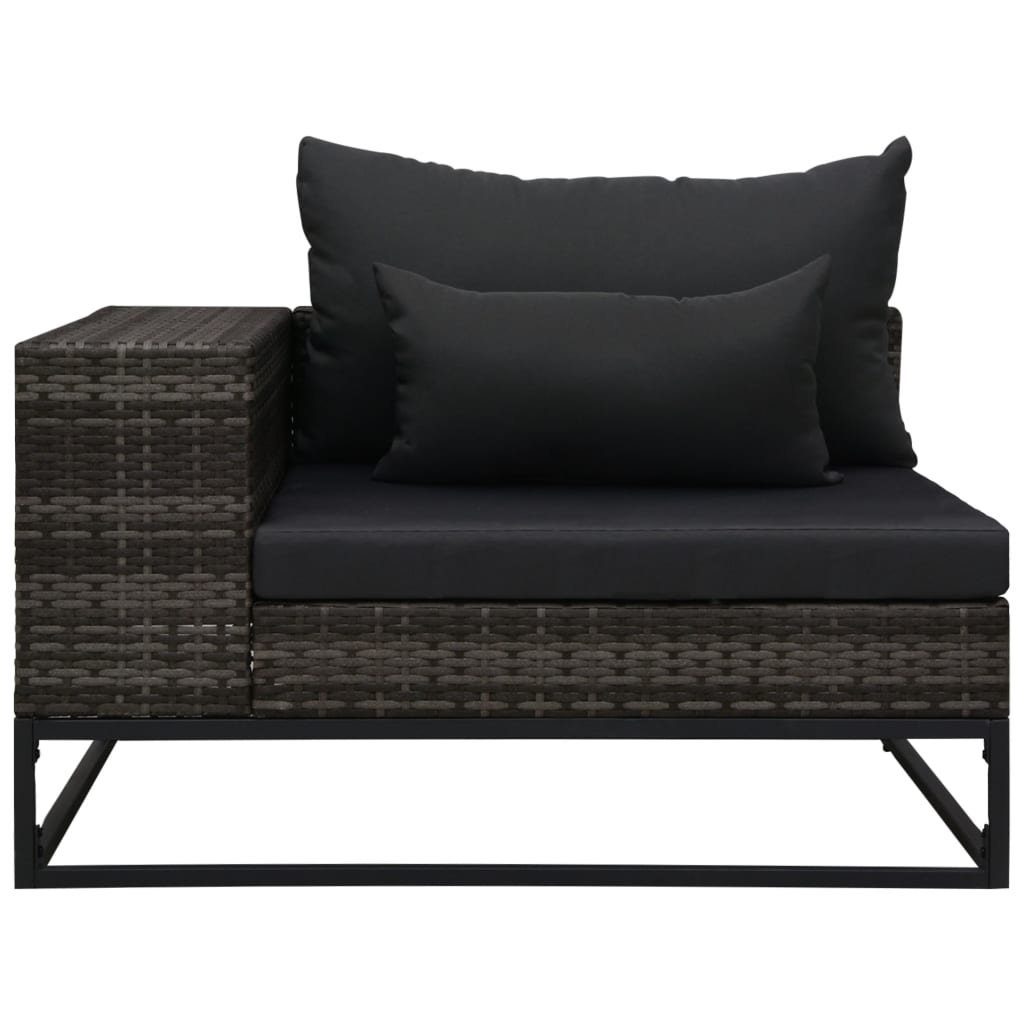 vidaXL Garten-Sofagarnitur 5-tlg. Auflagen Poly Rattan Grau, Teile mit Loungesofa 1