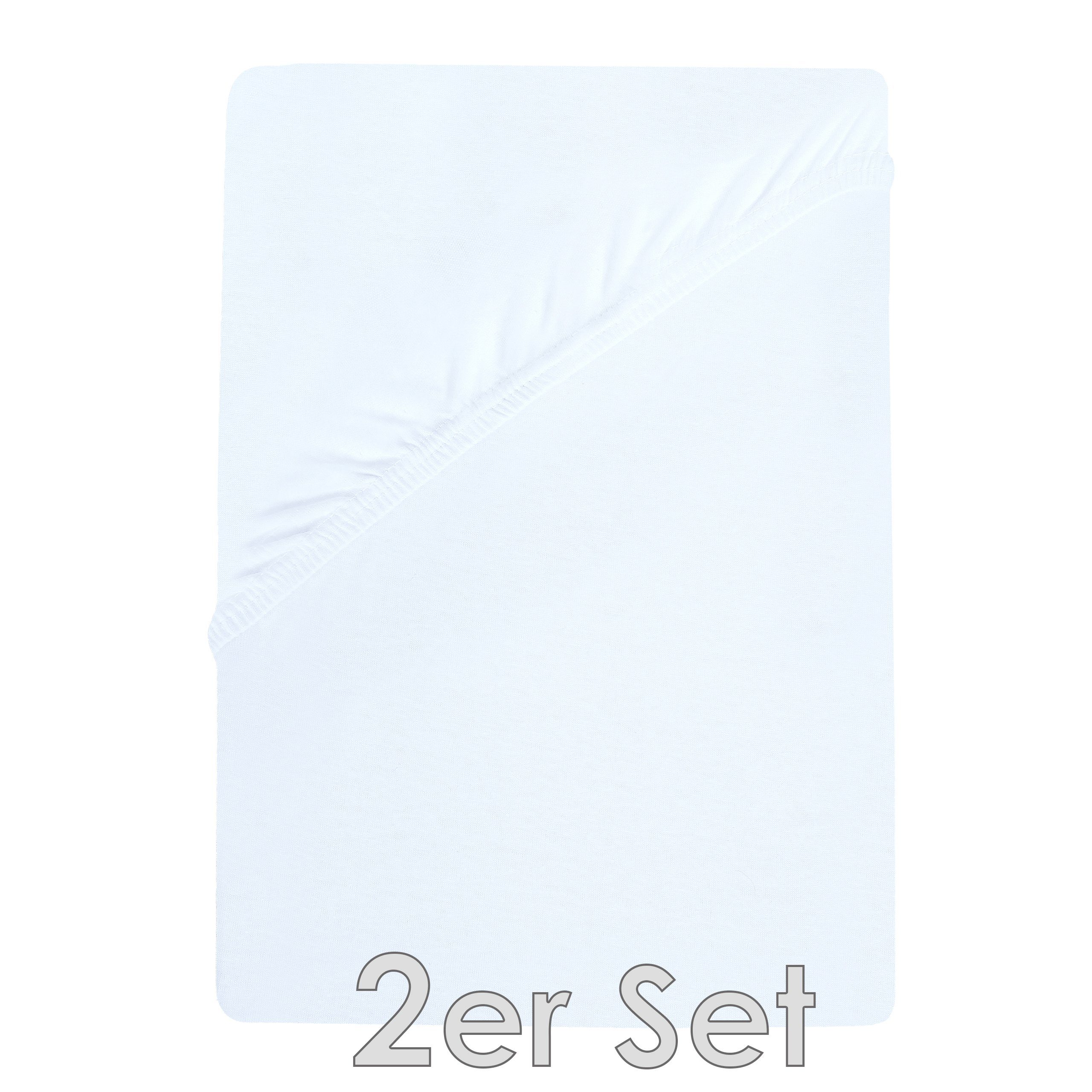 NatureMark Spannbettlaken Jersey Spannbetttuch, 100% Baumwolle, Gummizug: rundum, (2 Stück), Kinder Spannbetttuch, für Baby-/Kinderbett, 70x140 cm, Weiß – Bild 2 von 4