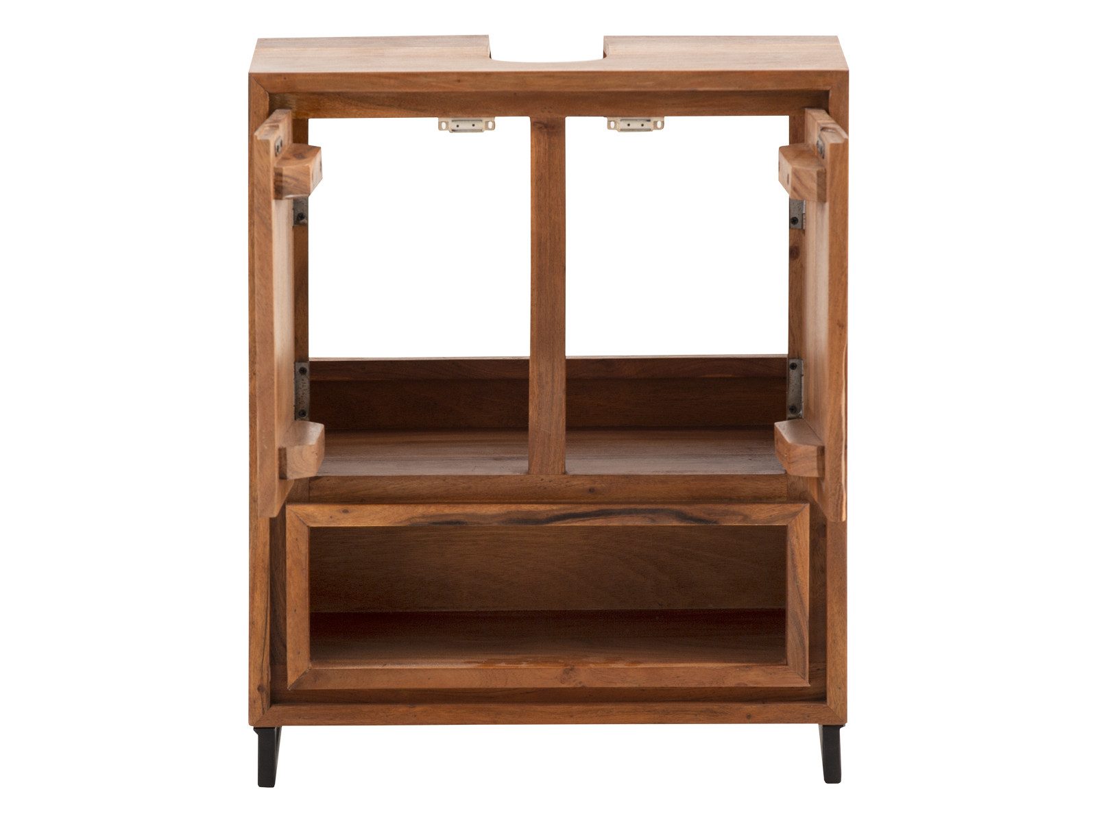 massivum Waschbeckenunterschrank Maddox Massivholz Akazie Badezimmerschrank