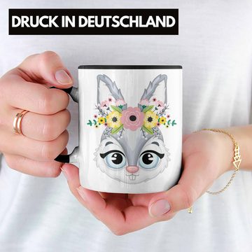 Trendation Tasse Hasen Tasse Geschenk Hasen-Besitzer Kaninchen Kinder Süße Grafik Blume