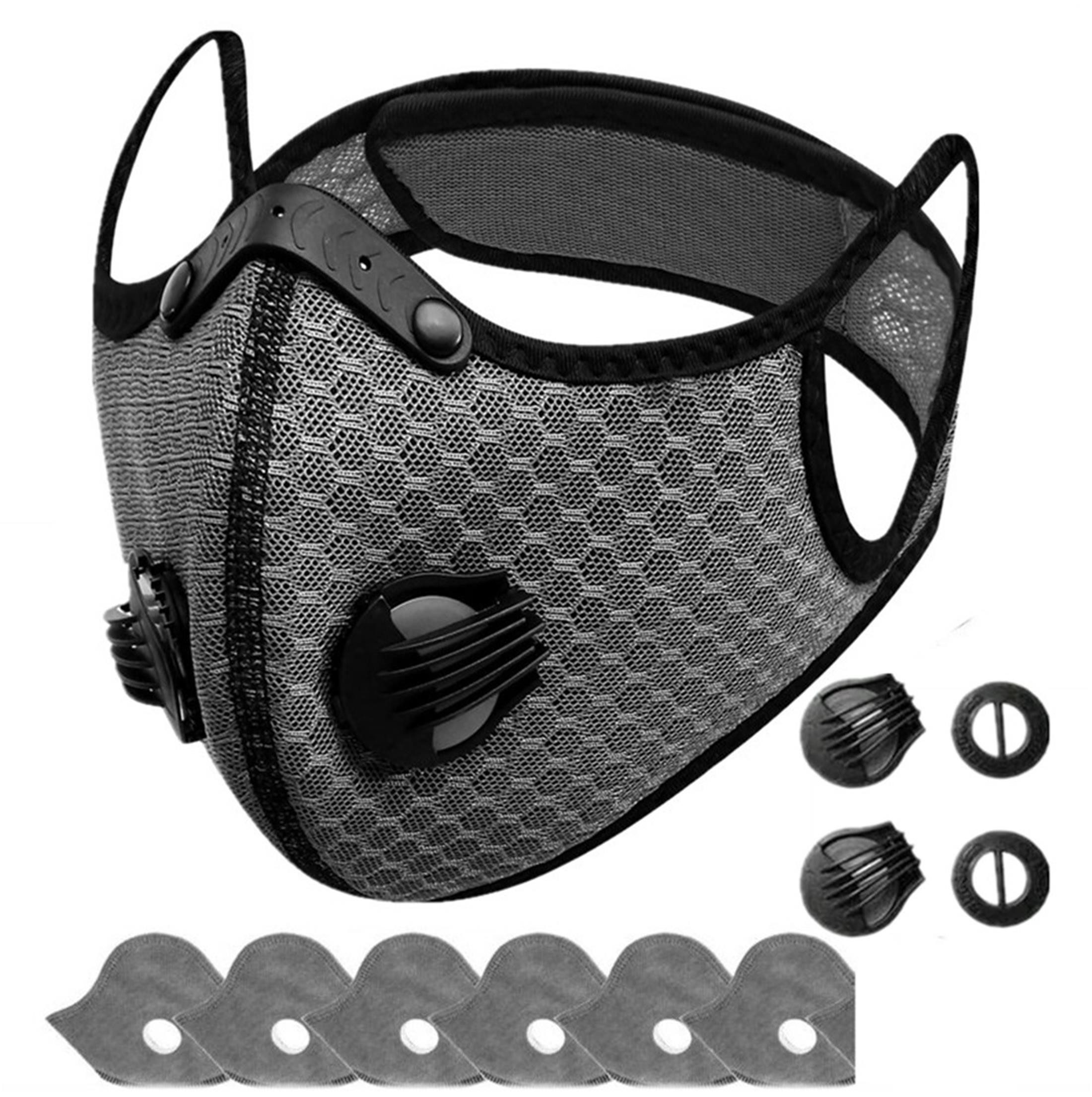 Luckice Sturmhaube Halbgesichtsmaske mit 6 Filtern, wiederverwendbar, Aktivkohle (für Outdoor-Sport, atmungsaktiv, verstellbar)
