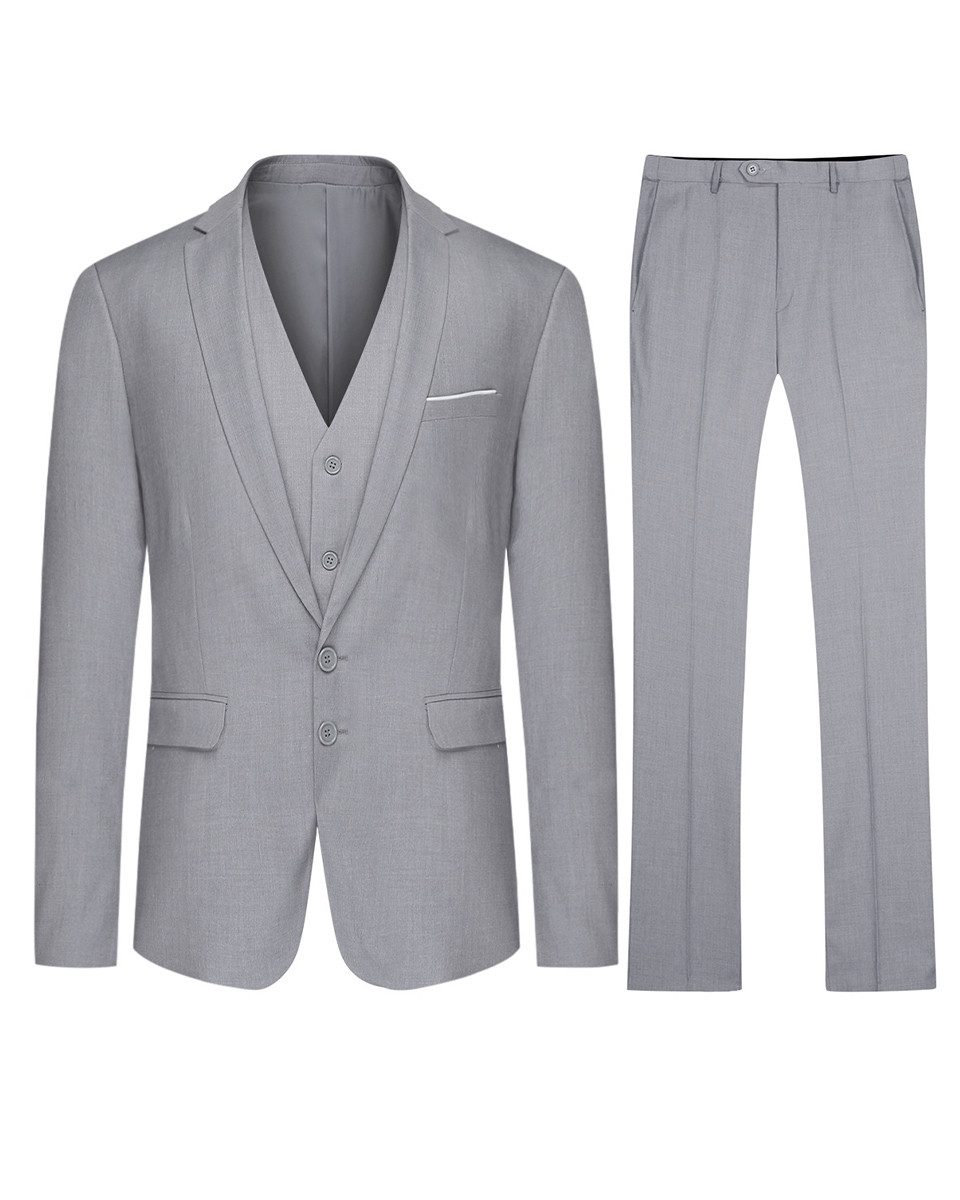 Allthemen Anzug (3 tlg) Slim Fit Herrenanzug im eleganten Look Businessanzug