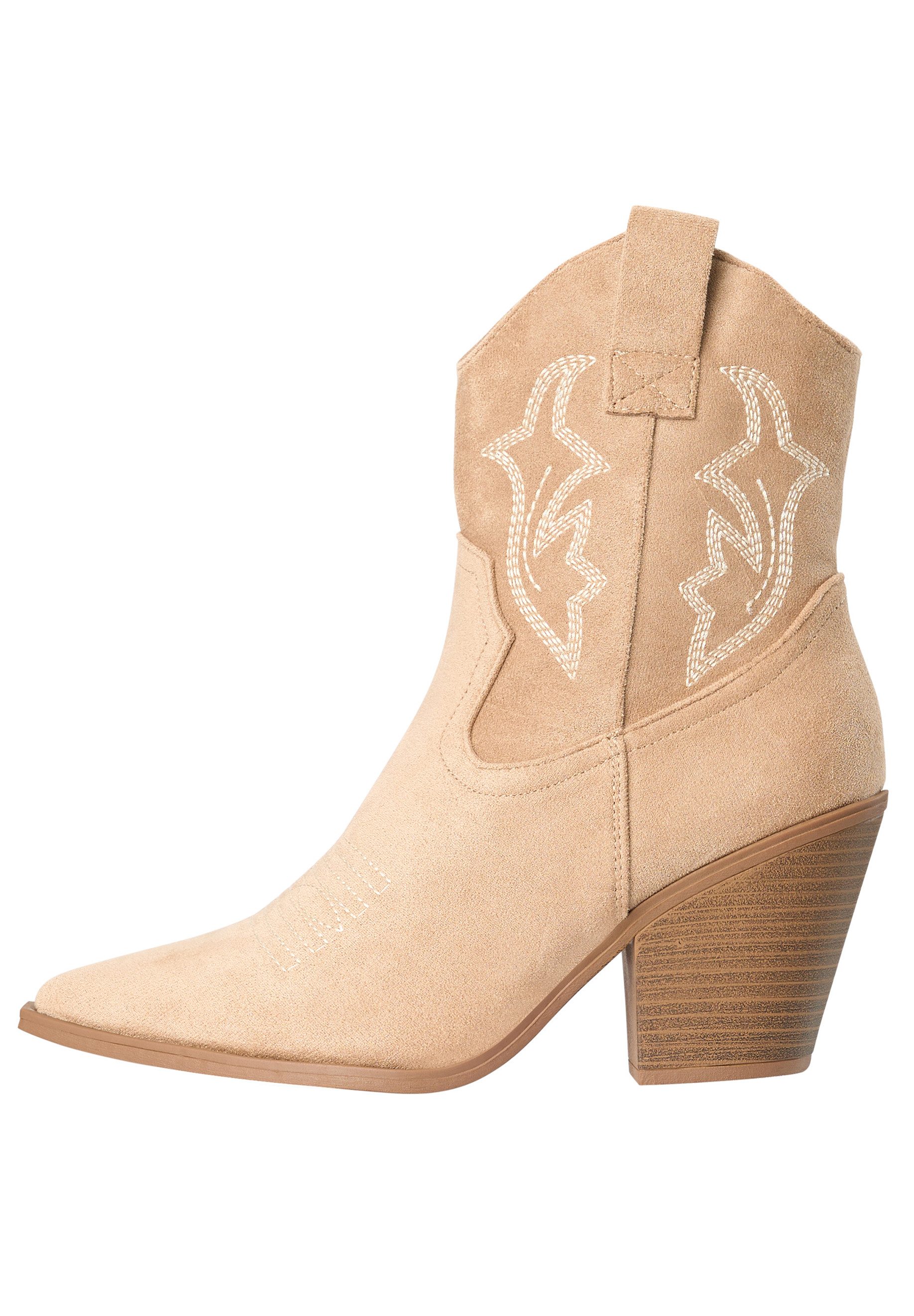 Day Vine Damen Western Cowboy Boots mit Stickerei und Blockabsatz Stiefelette