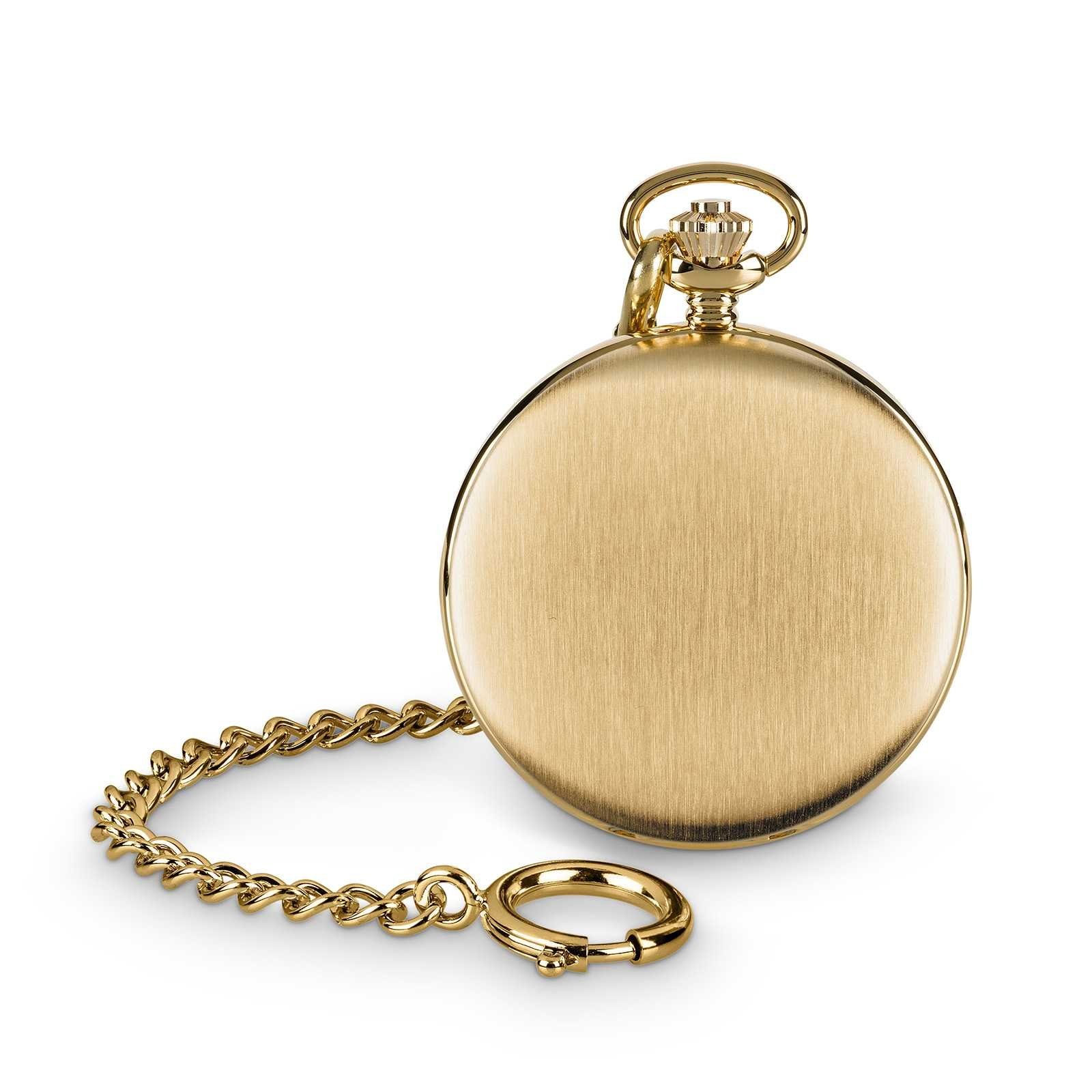 Hermann Jäckle Taschenuhr "Todtnau" Vergoldet, Quarzwerk, 50 mm, Mineralglas, inkl. Kette & Reiseetui – Edle Herrenuhr im klassischen Design