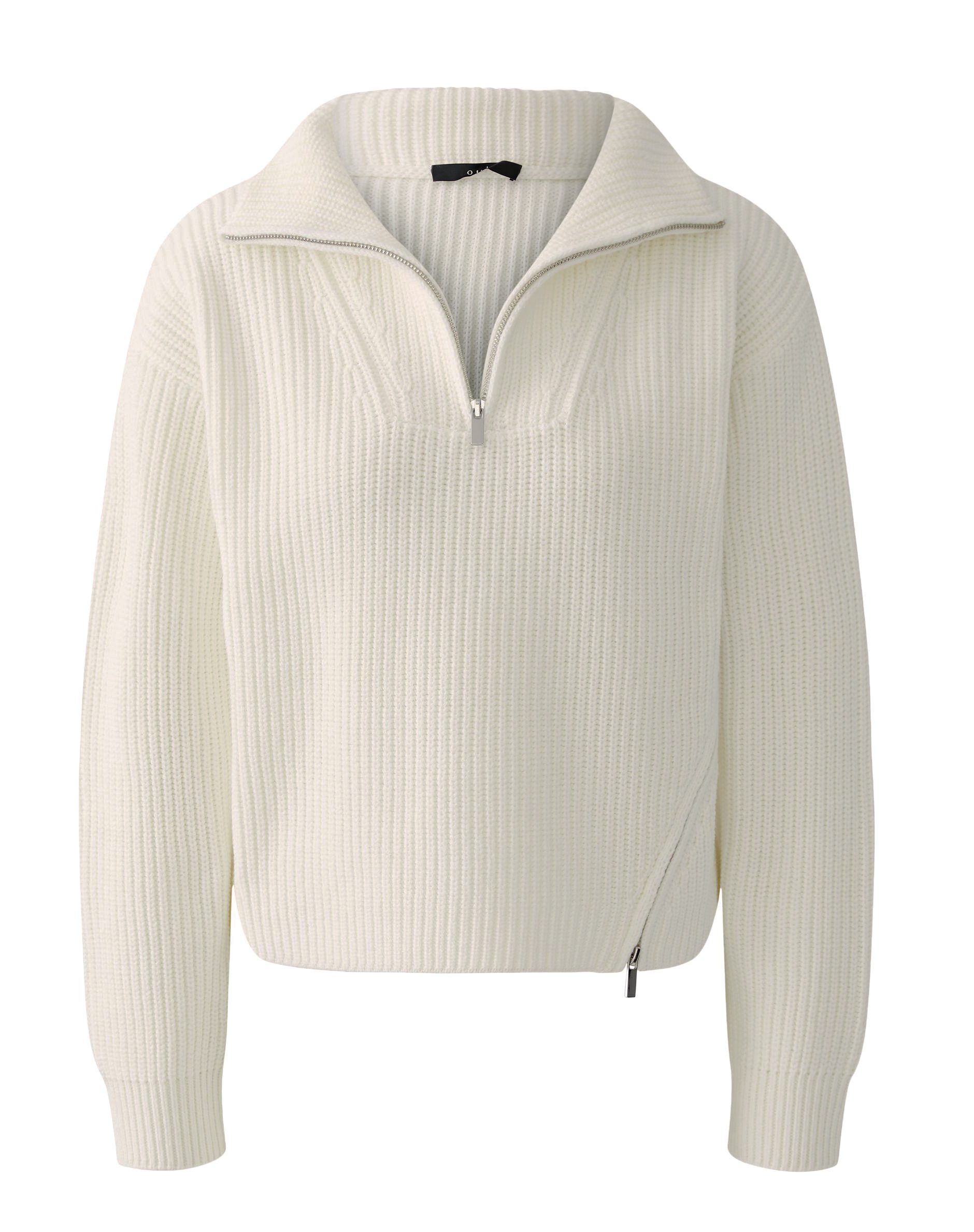 Oui Strickpullover Oui Strickpullover mit Troyerkragen - offwhite (1-tlg) günstig online kaufen