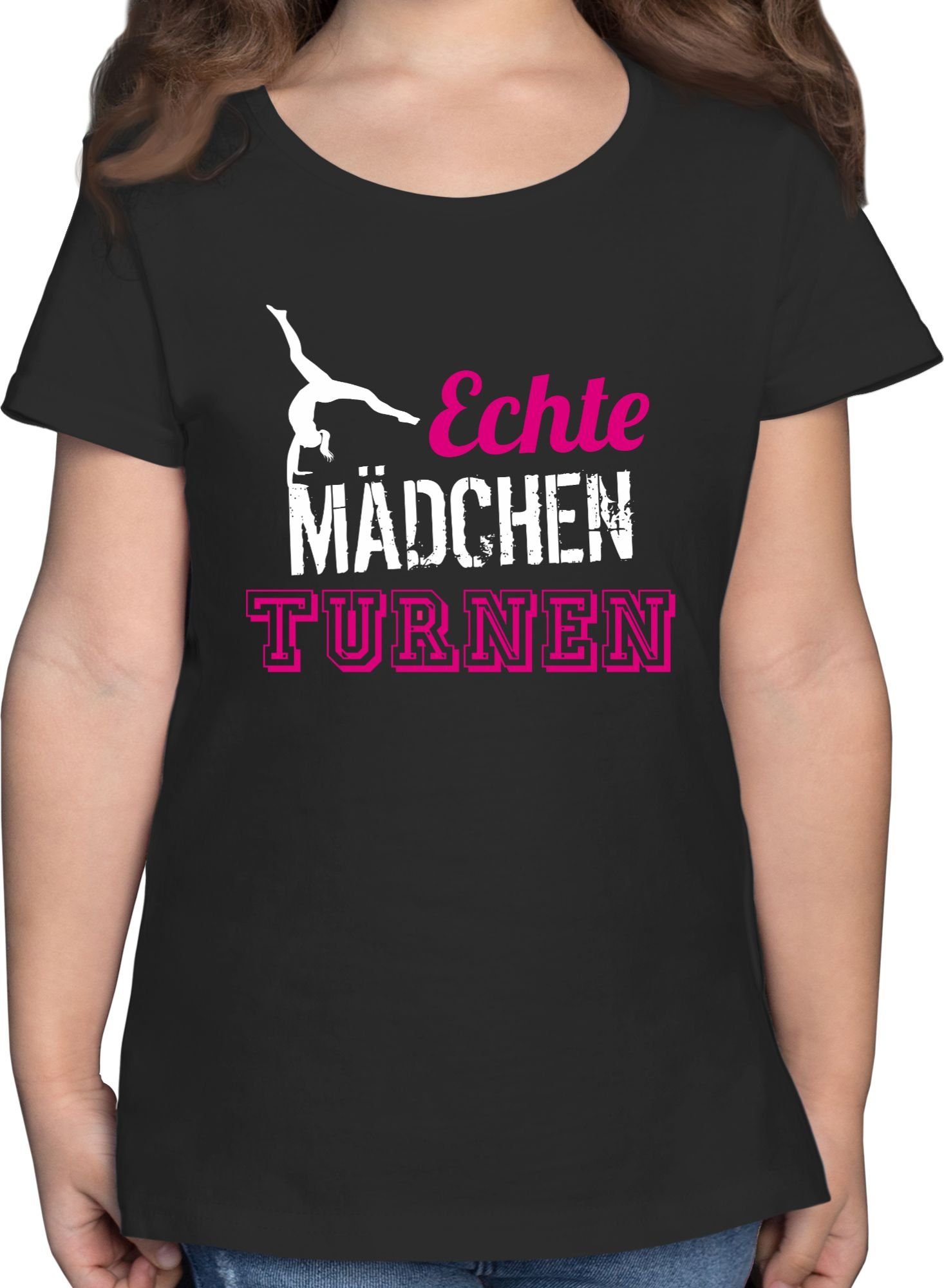 Shirtracer T-Shirt Echte Mädchen turnen I Geschenk Turnerin Kinder Sport Kleidung