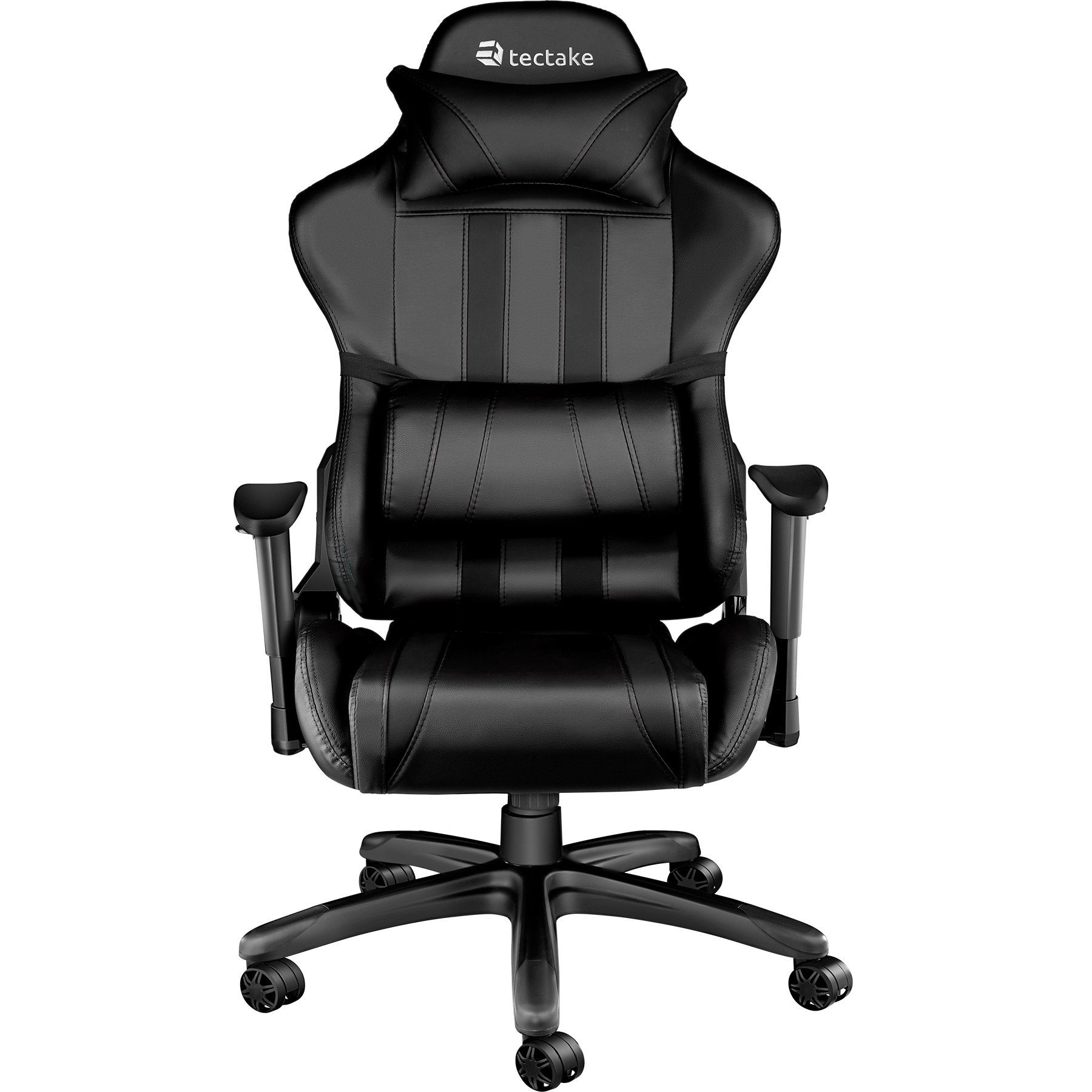 schwarz Racing Streifen bis tectake mit 1 Bürostuhl verstellbar (1er, Rückenlehne Gaming-Stuhl 105° Premium St),